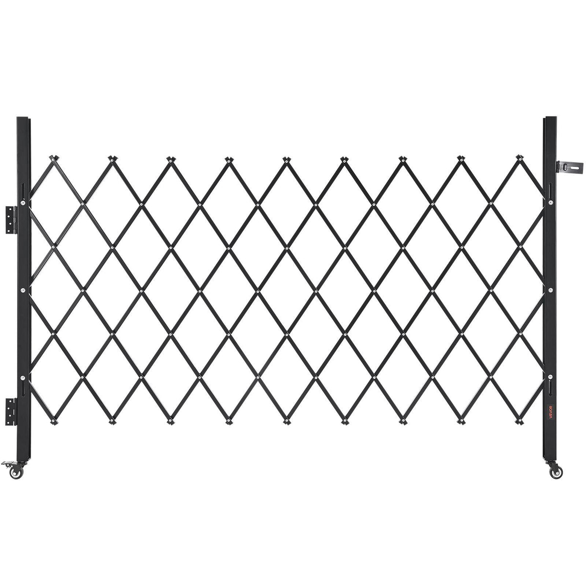 Single Folding Security Gate, Lockable Scissor Gate with 360 degree Swivel Casters, Outdoor Barricade Steel Retractable Gates, for Entry Security, Garage, Warehouse &amp; Pool, 1900 x 1310 mm (W x H)