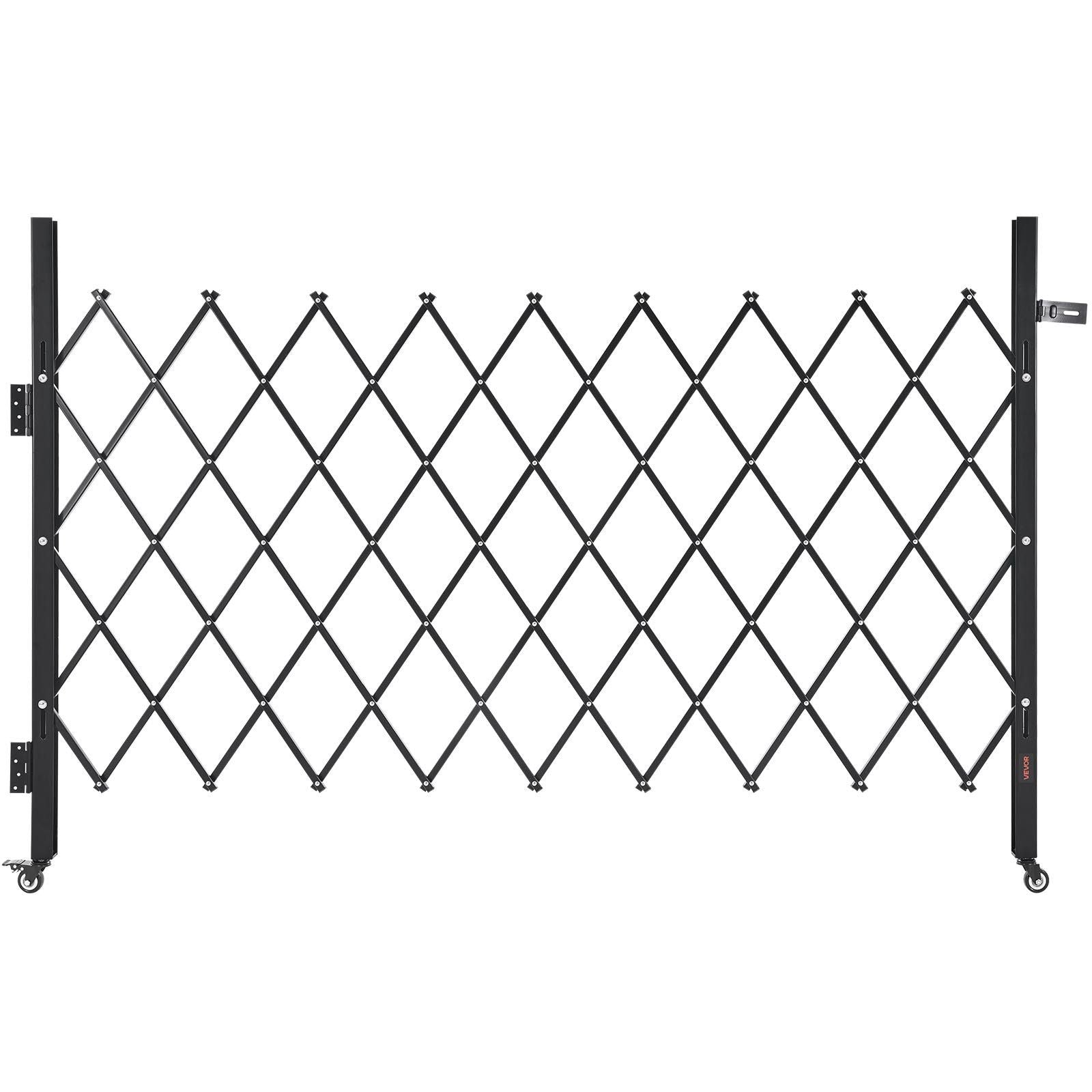 Single Folding Security Gate, Lockable Scissor Gate with 360 degree Swivel Casters, Outdoor Barricade Steel Retractable Gates, for Entry Security, Garage, Warehouse & Pool, 1900 x 1310 mm (W x H)
