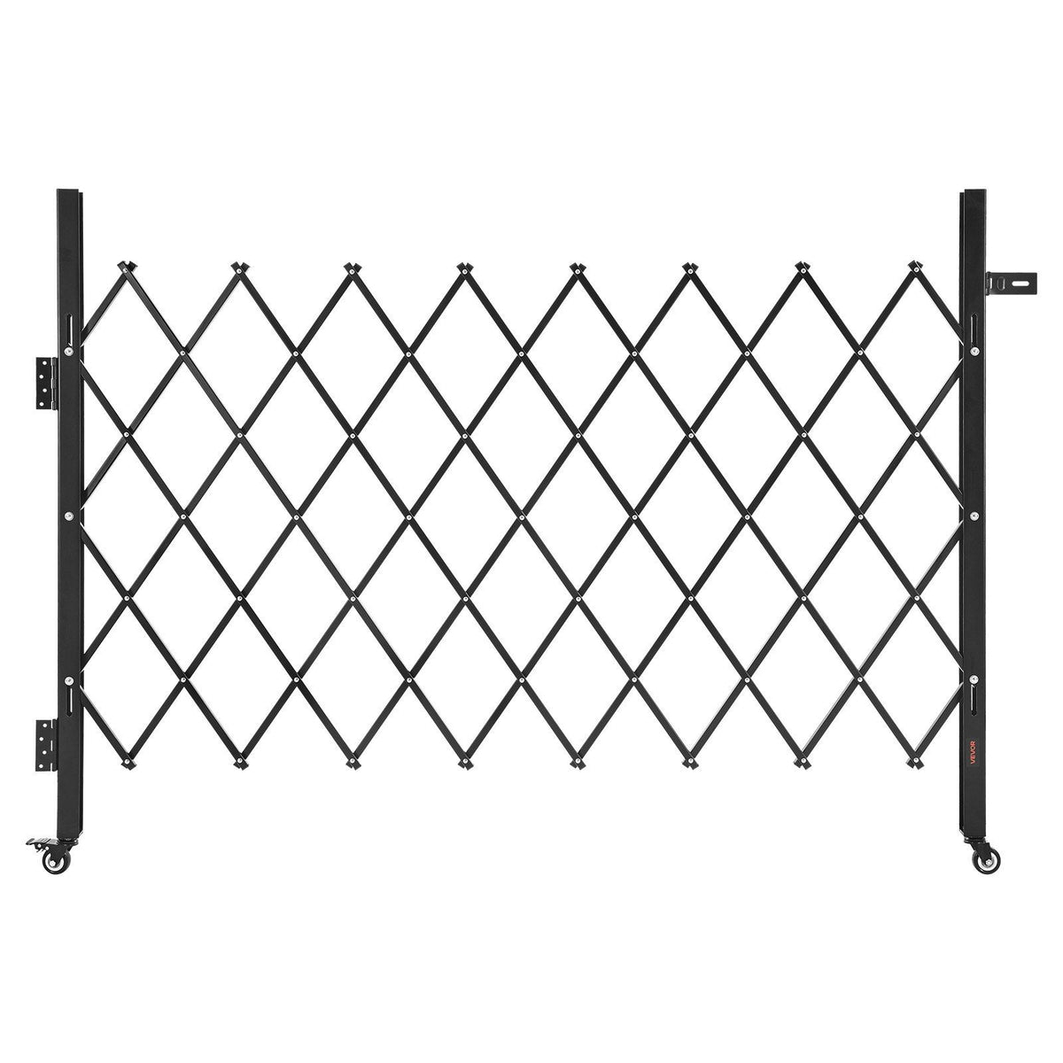 Single Folding Security Gate, Lockable Scissor Gate with 360 degree Swivel Casters, Outdoor Barricade Steel Retractable Gates, for Entry Security, Garage, Warehouse &amp; Pool, 1700 x 1310 mm (W x H)