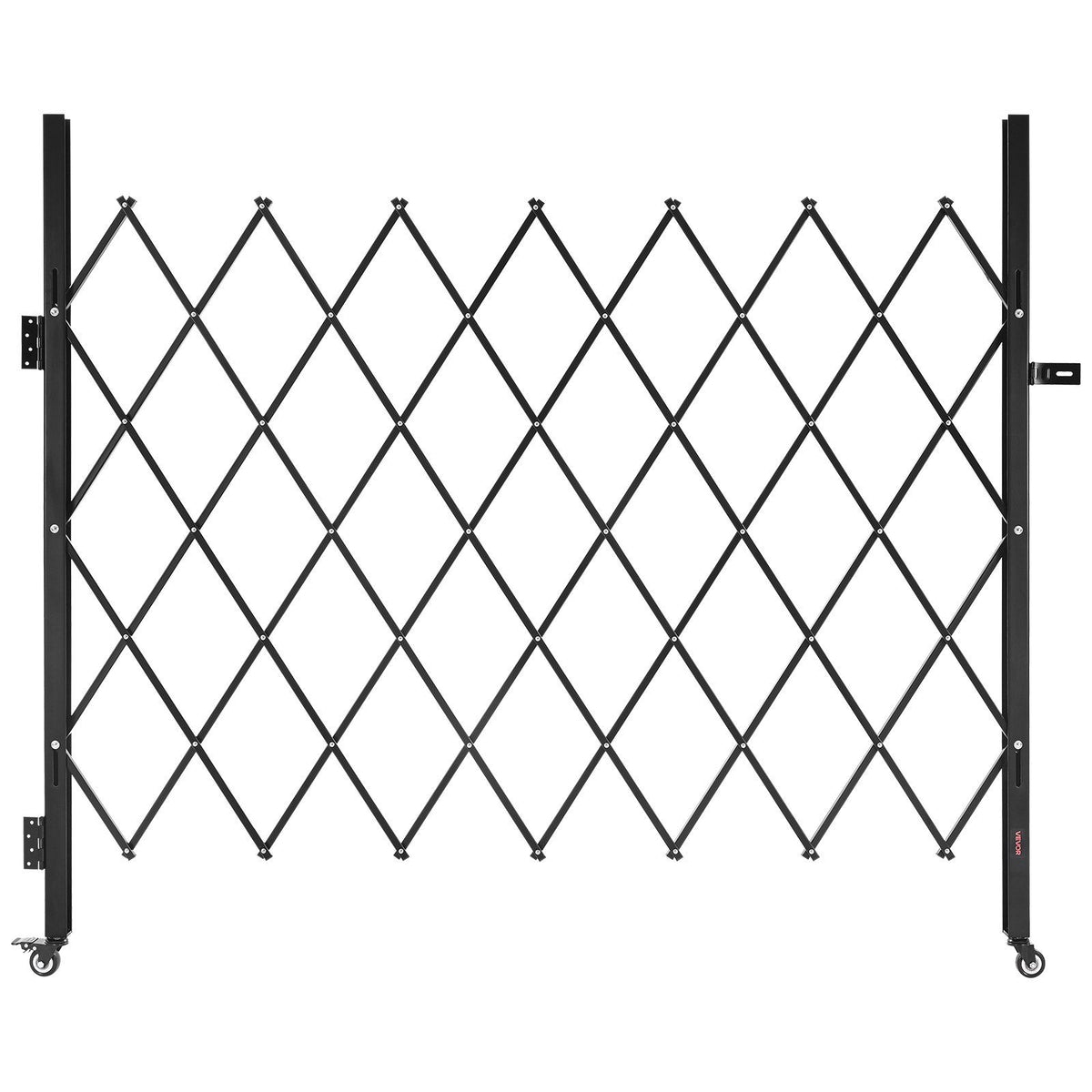 Single Folding Security Gate, Lockable Scissor Gate with 360 degree Swivel Casters, Outdoor Barricade Steel Retractable Gates, for Entry Security, Garage, Warehouse &amp; Pool, 1800 x 1610 mm (W x H)