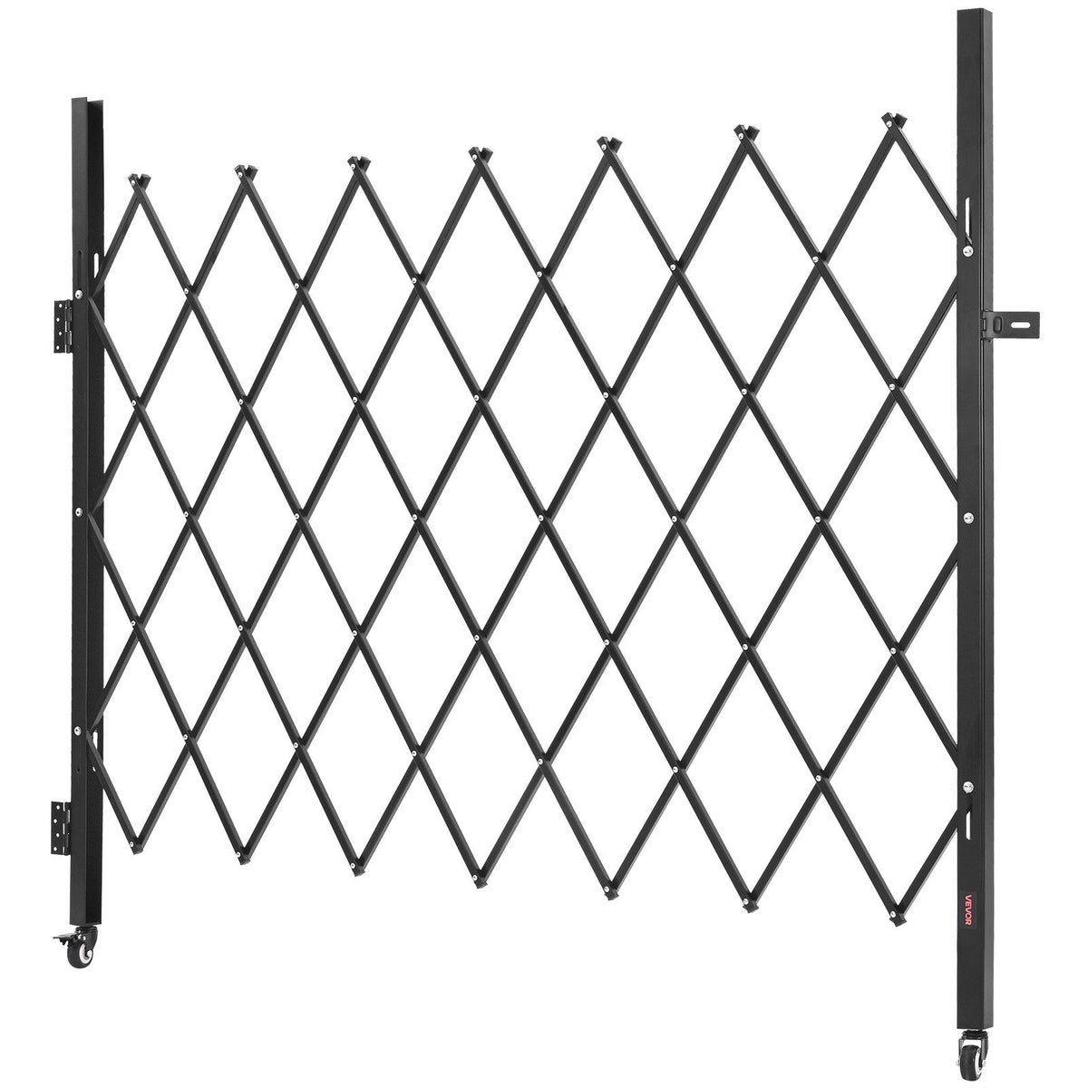 Single Folding Security Gate, Lockable Scissor Gate with 360 degree Swivel Casters, Outdoor Barricade Steel Retractable Gates, for Entry Security, Garage, Warehouse & Pool, 1800 x 1610 mm (W x H)