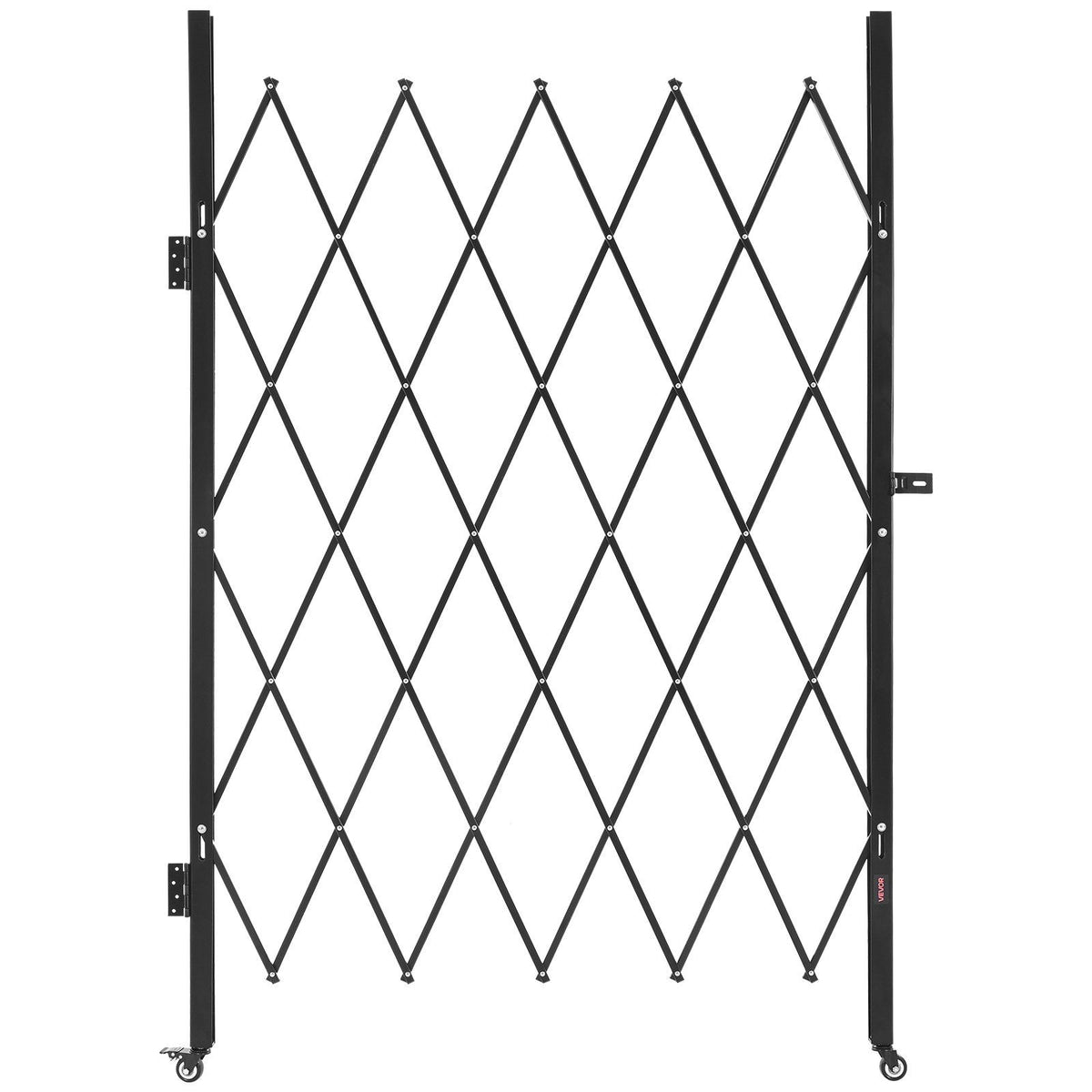 Single Folding Security Gate, Lockable Scissor Gate with 360 degree Swivel Casters, Outdoor Barricade Steel Retractable Gates, for Entry Security, Garage, Warehouse &amp; Pool, 1260 x 1975 mm (W x H)