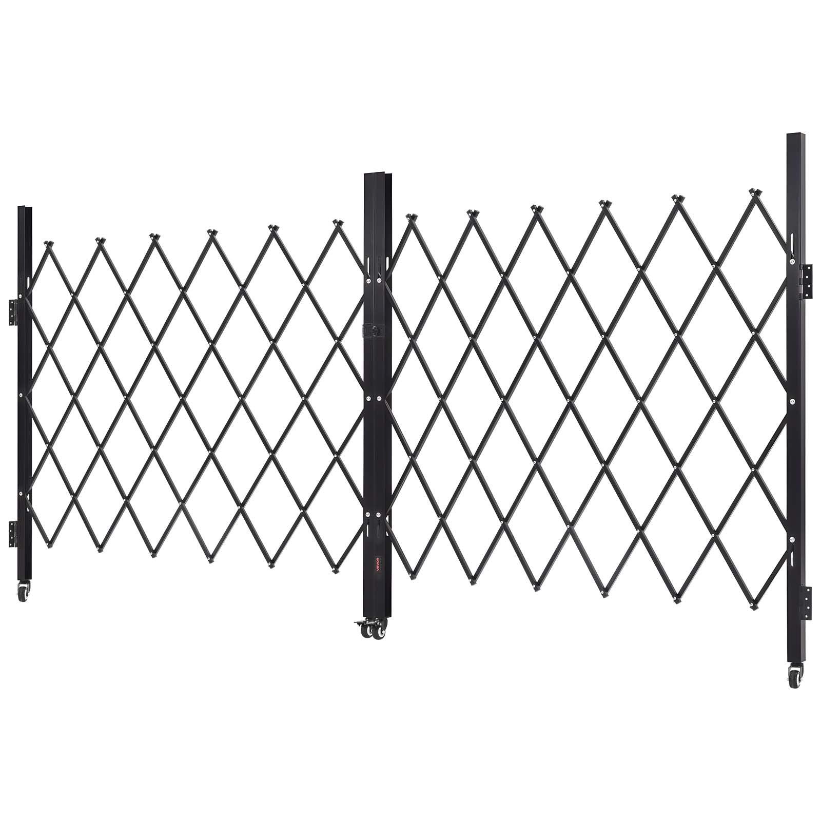 Double Folding Security Gate, Lockable Scissor Gate with 360 degree Swivel Casters, Outdoor Barricade Steel Retractable Gates, for Entry Security, Garage, Warehouse & Pool, 3200 x 1605 mm in (W x H)