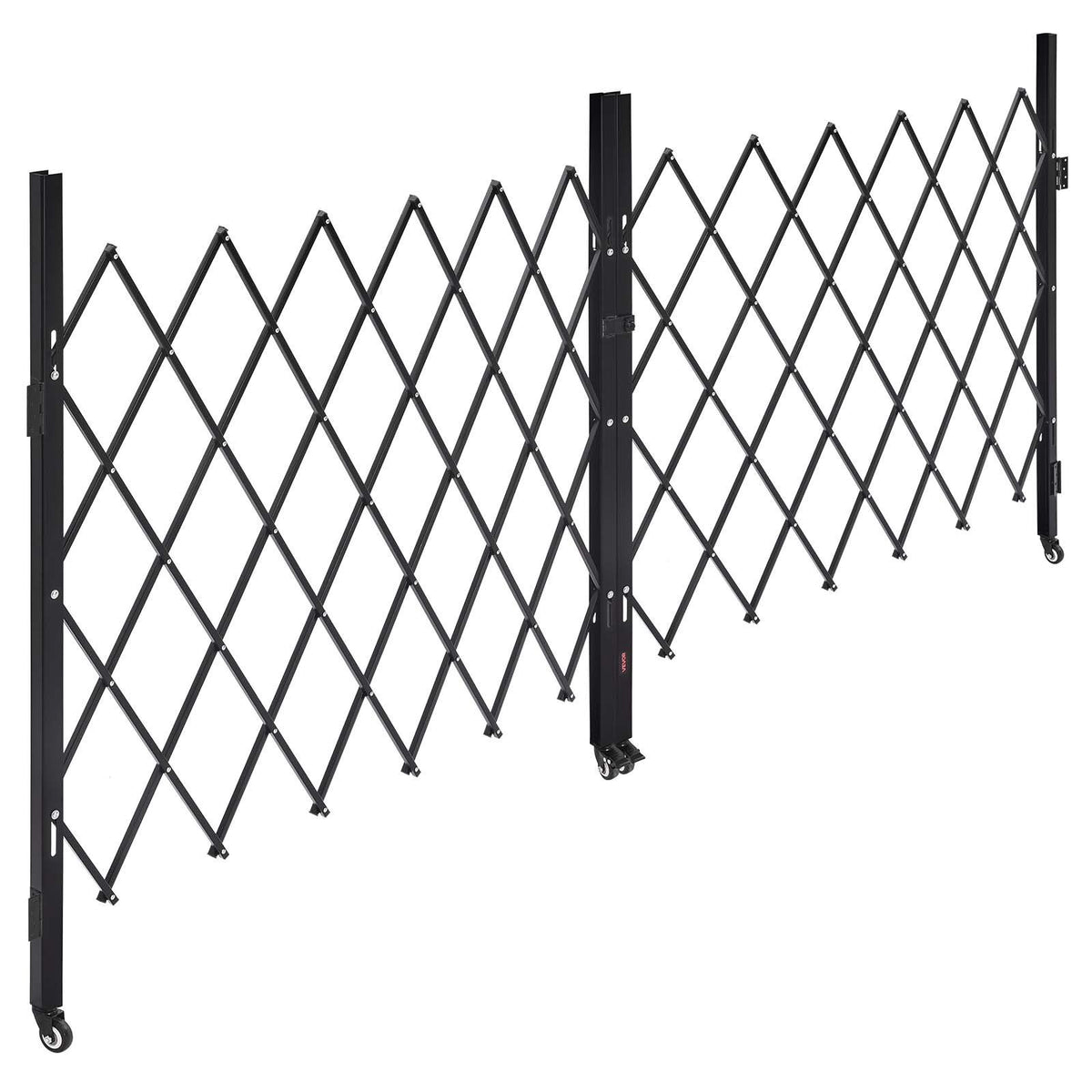 Double Folding Security Gate, Lockable Scissor Gate with 360 degree Swivel Casters, Outdoor Barricade Steel Retractable Gates, for Entry Security, Garage, Warehouse & Pool, 3200 x 1605 mm in (W x H)