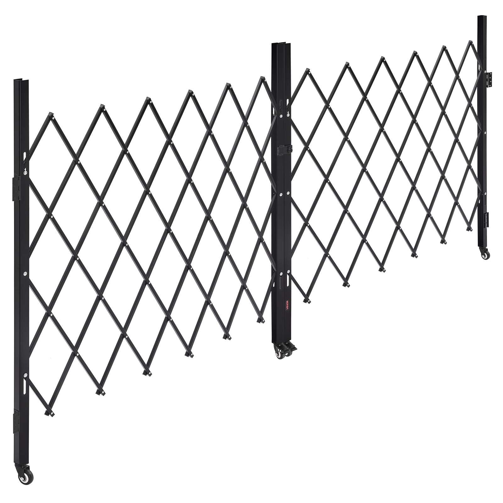 Double Folding Security Gate, Lockable Scissor Gate with 360 degree Swivel Casters, Outdoor Barricade Steel Retractable Gates, for Entry Security, Garage, Warehouse & Pool, 3200 x 1605 mm in (W x H)