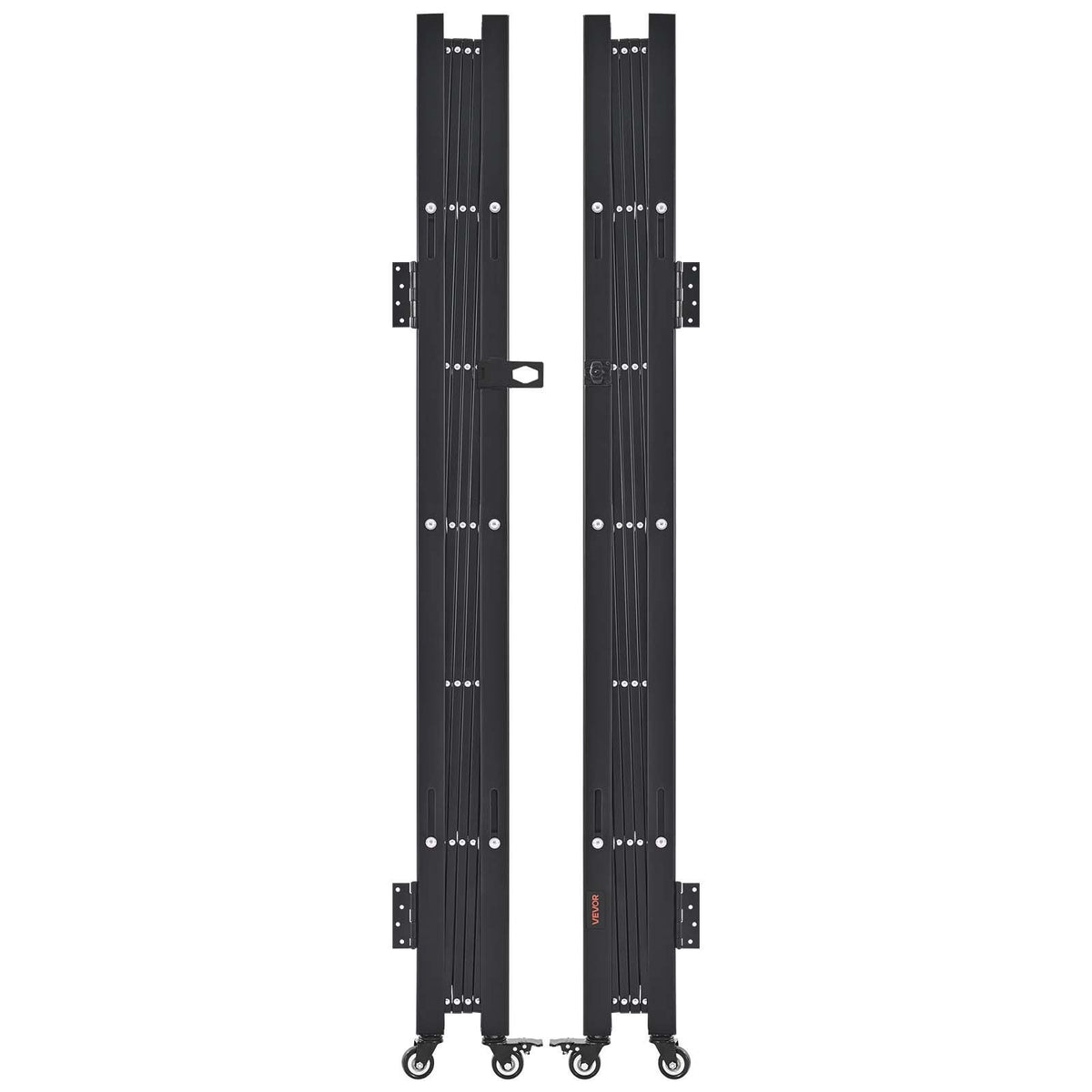 Double Folding Security Gate, Lockable Scissor Gate with 360 degree Swivel Casters, Outdoor Barricade Steel Retractable Gates, for Entry Security, Garage, Warehouse & Pool, 3200 x 1605 mm in (W x H)
