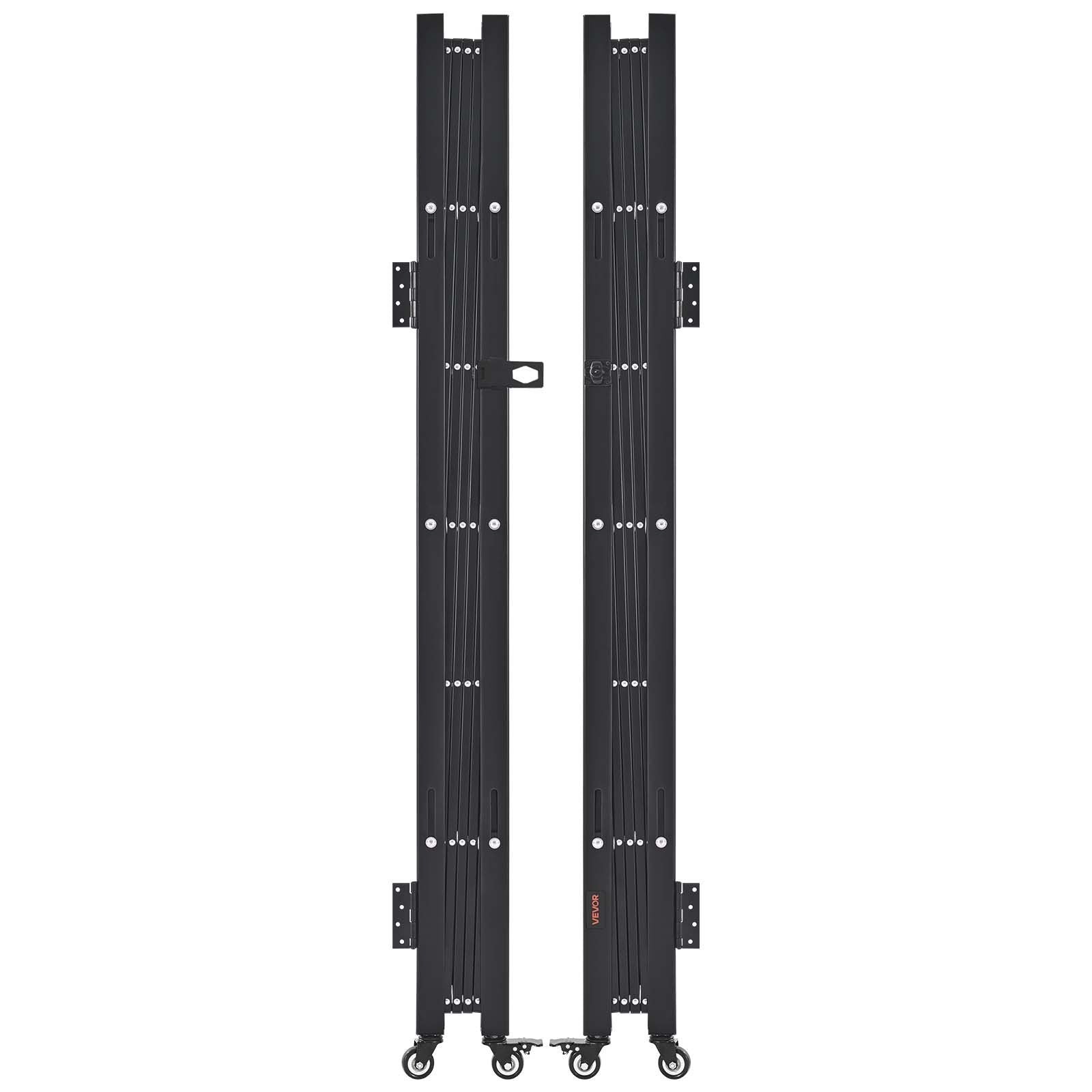 Double Folding Security Gate, Lockable Scissor Gate with 360 degree Swivel Casters, Outdoor Barricade Steel Retractable Gates, for Entry Security, Garage, Warehouse & Pool, 3200 x 1605 mm in (W x H)