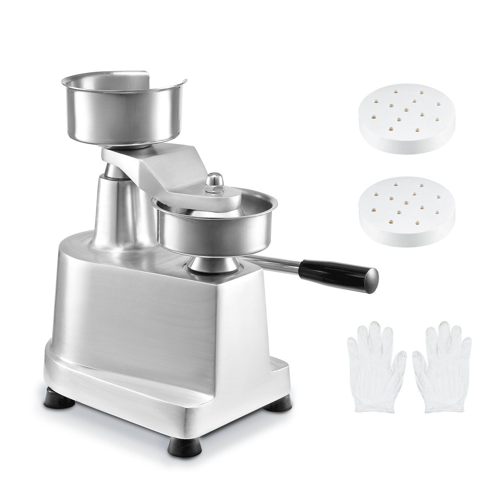 Commercial Burger Patty Maker, 100mm Hamburger Beef Patty Maker, Heavy Duty Food-Grade Stainless Steel Bowl Burger Press Machine, Kitchen Meat Forming Processor with 1000 Pcs Patty Papers