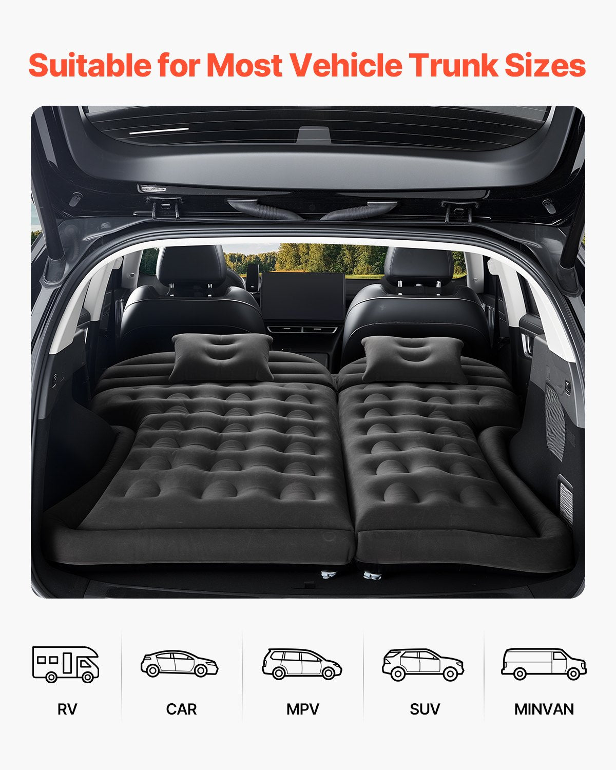 VEVOR Car Air Mattress Inflatable Car Camping Travel Sleeping Bed SUV MPV Sedan