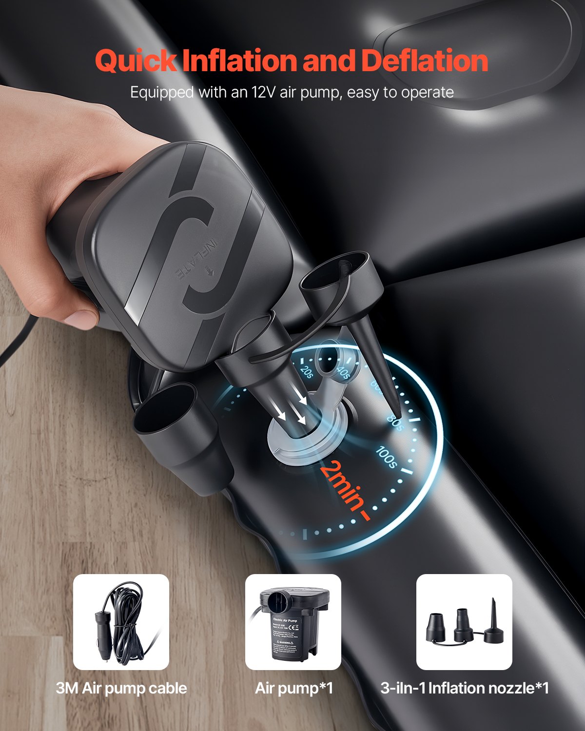 VEVOR Car Air Mattress Inflatable Car Camping Travel Sleeping Bed SUV MPV Sedan