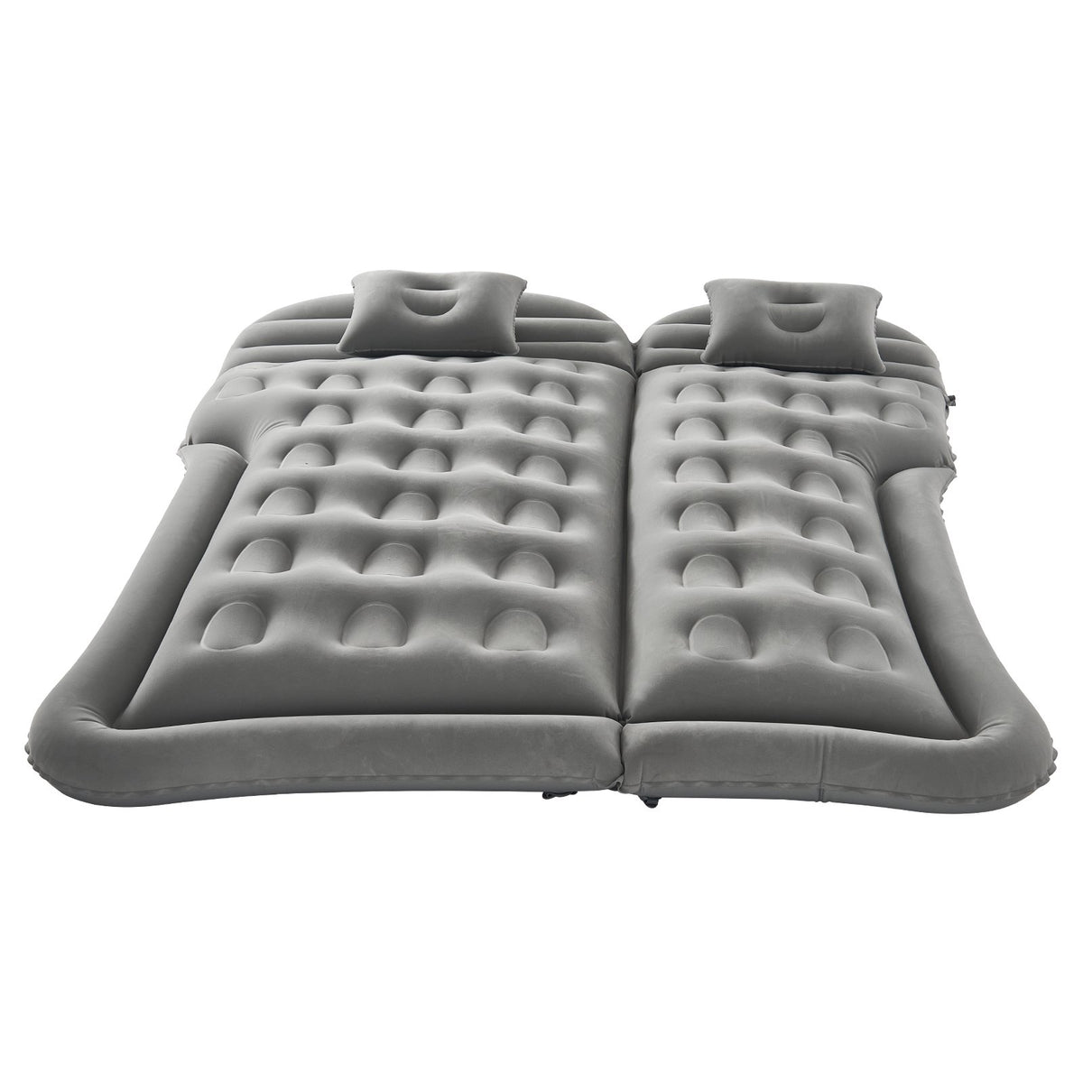 VEVOR Car Air Mattress, Inflatable Car Camping Mattress, Flocking Thickened Travel Beds, Comfortable and Durable Portable Sleeping Pad with Air Pump, Nozzle, Carry Bag, Fits Most SUV MPV Sedan, Gray