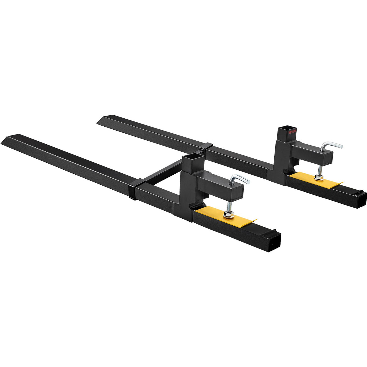 VEVOR Pallet Forks, 907 kg Tractor Bucket Forks, 1490 mm Total Length Clamp on Pallet Forks with Adjustable Stabilizer bar, Heavy Duty Pallet Forks for Tractor Attachments, Skid Steer, Loader Bucket