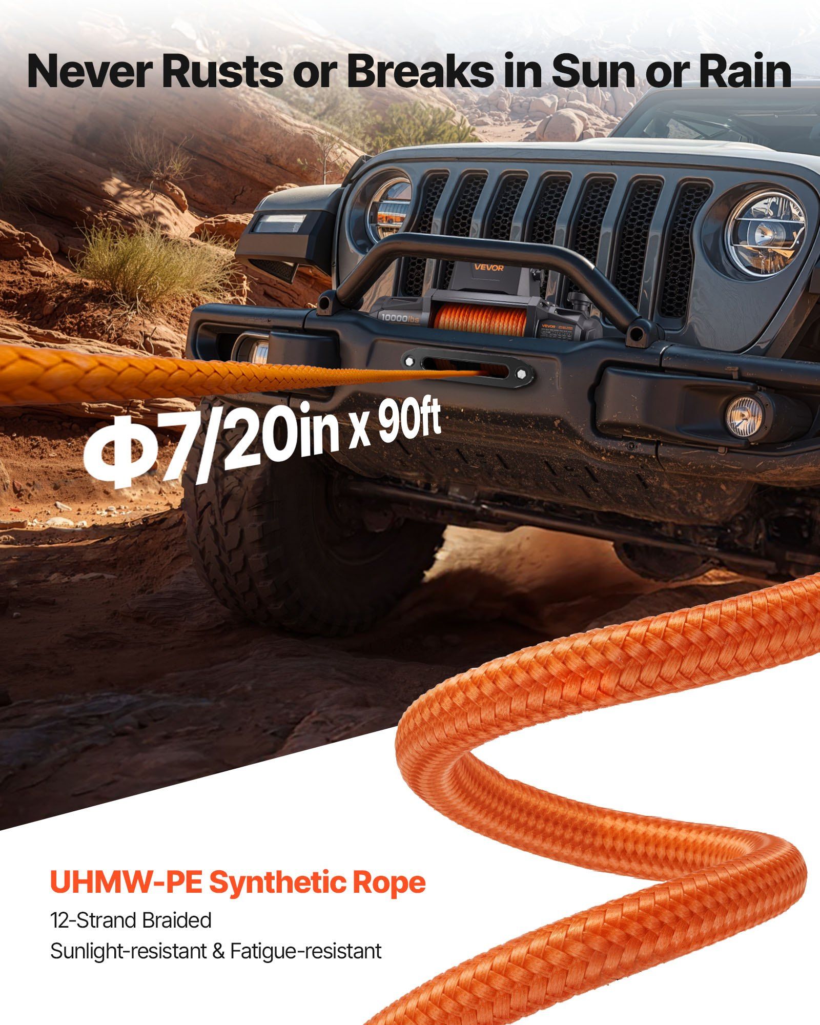 Electric Winch, 4500 kg Load Capacity, 12V DC Truck Winch with Φ8.9 mm x 27.4 m Synthetic Rope, Wireless & Wired Remote Control, IP67 Waterproof for Towing Off-Road SUV Jeep Trailer Boat
