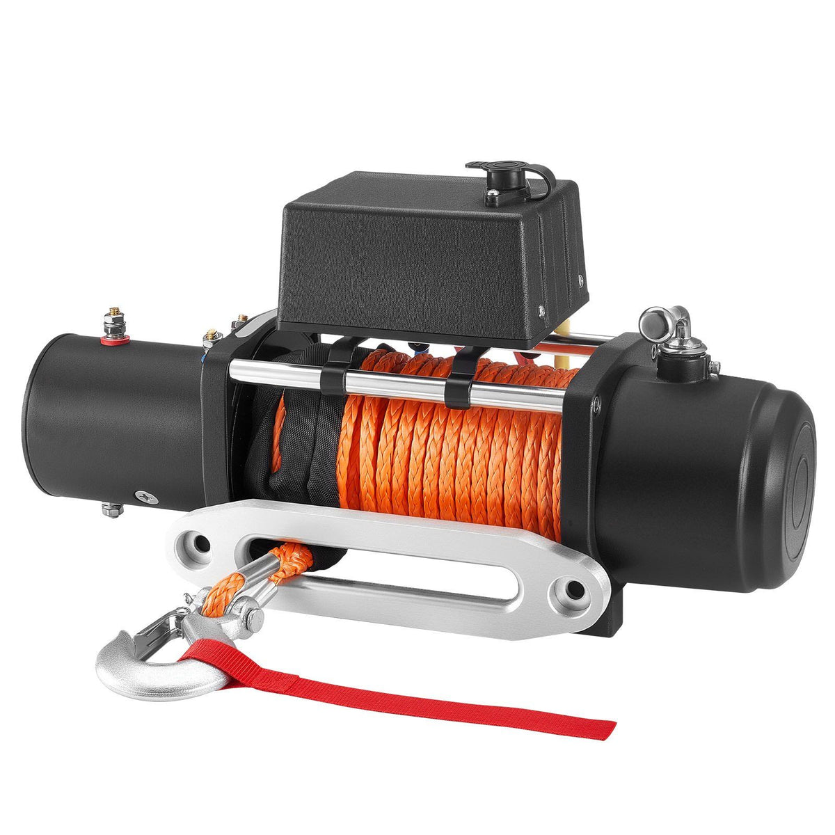 Electric Winch, 5400 kg Load Capacity, 12V DC Truck Winch with Φ9.1 mm x 23 m Synthetic Rope, Wireless &amp; Wired Remote Control, IP55 Waterproof for Towing Off-Road SUV Jeep Trailer Boat