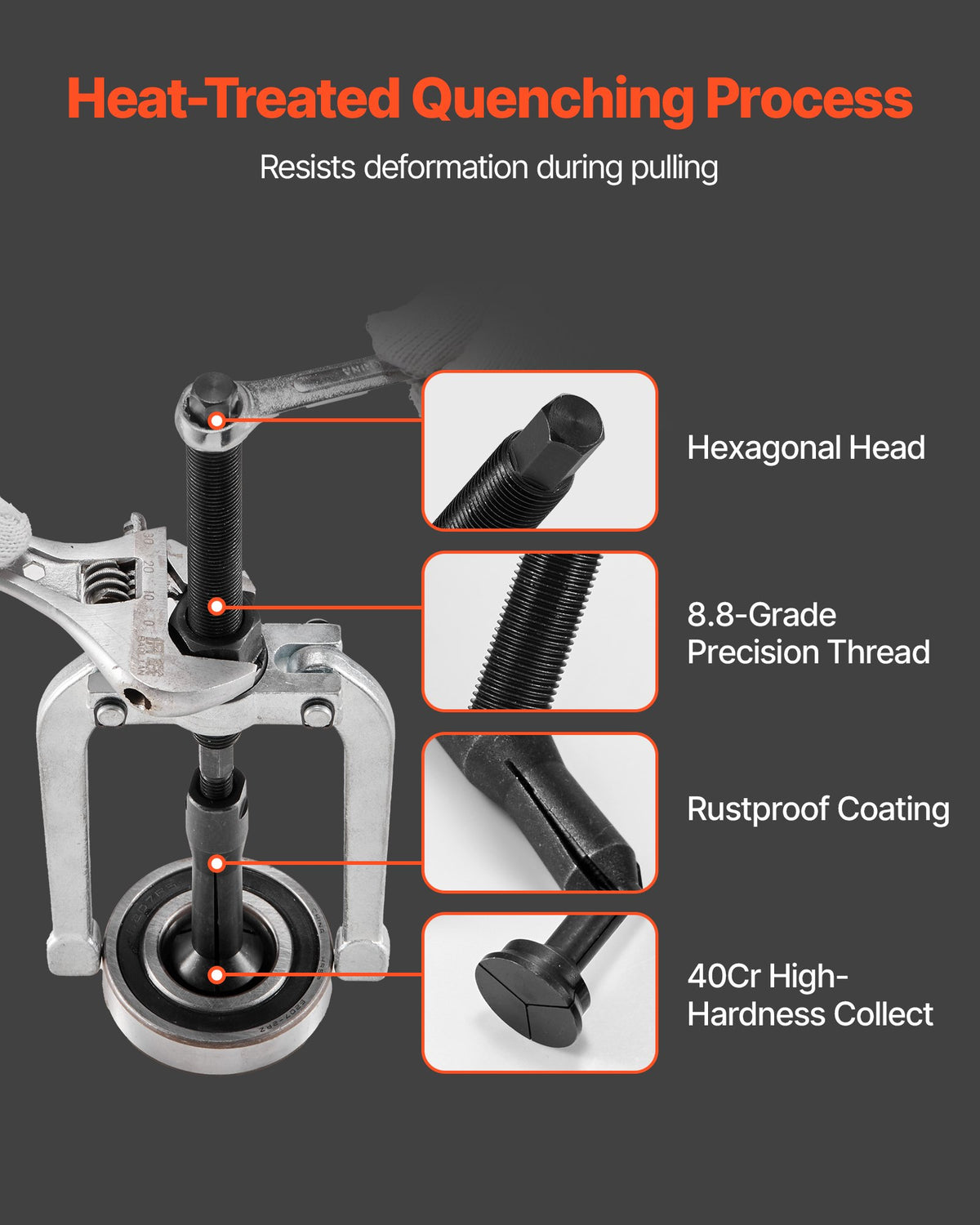 VEVOR Blind Hole Bearing Puller Set, 16-in-1 Inner Bearing Race and Seal Extractor Kit, 16 PCS Slide Hammer Pilot Insert Inner Internal Bearing Removal Tool Set with 10 Split Collets and Counterstay