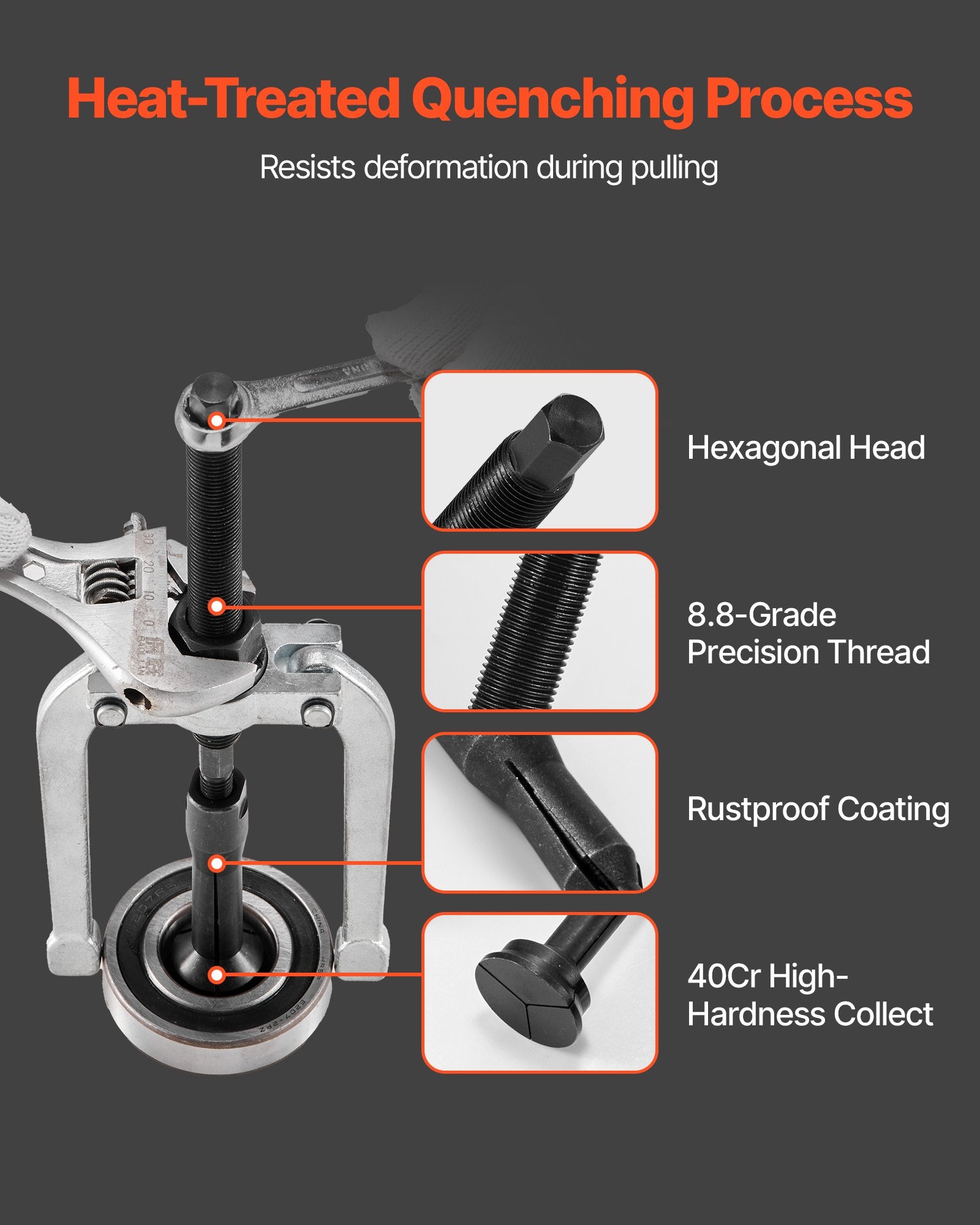 VEVOR Blind Hole Bearing Puller Set, 16-in-1 Inner Bearing Race and Seal Extractor Kit, 16 PCS Slide Hammer Pilot Insert Inner Internal Bearing Removal Tool Set with 10 Split Collets and Counterstay