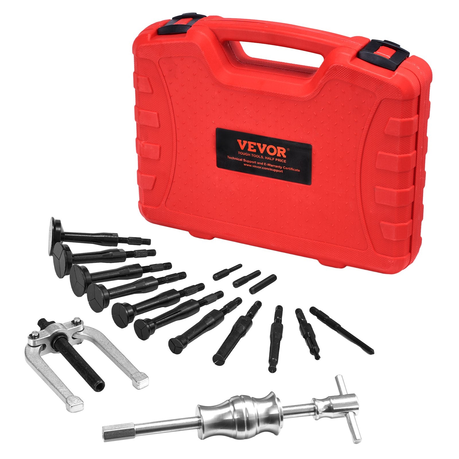 VEVOR Blind Hole Collet Bearing Race and Seal Puller Extractor Kit, Slide Hammer Pilot Insert Inner Internal Bearing Removal Tool Set, 10 Adjustable Collects and Counterstay, 16 PCS