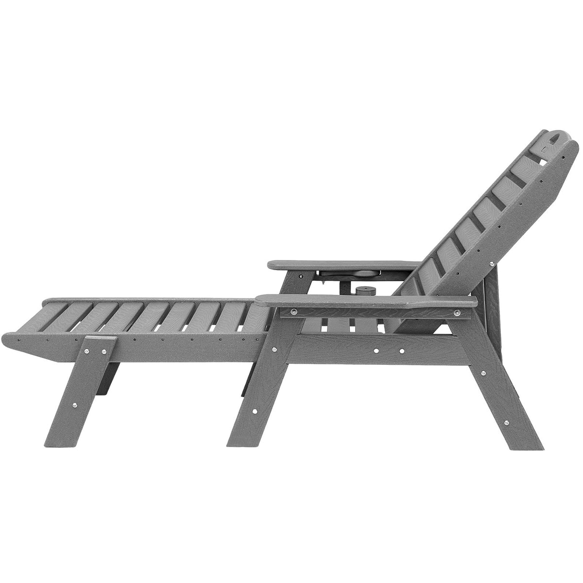 VEVOR Outdoor Chaise Lounge Chair 6 Positions Reclining Patio Bench Lounger Gray