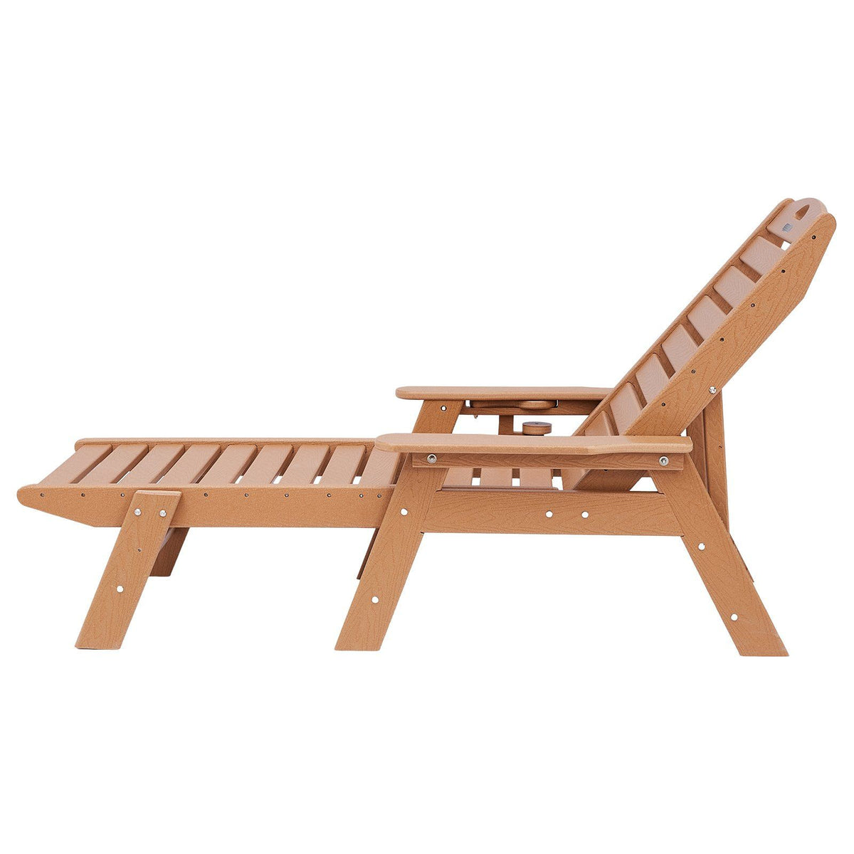 Chaise Lounge Chair, 181 kg Weight Capacity, 6 Positions Adjustable Patio Lounge Chair, Outdoor HDPE Lounge Chair with Backrest &amp; Cup Holder, for Pool Poolside Deck Backyard Lawn, Brown