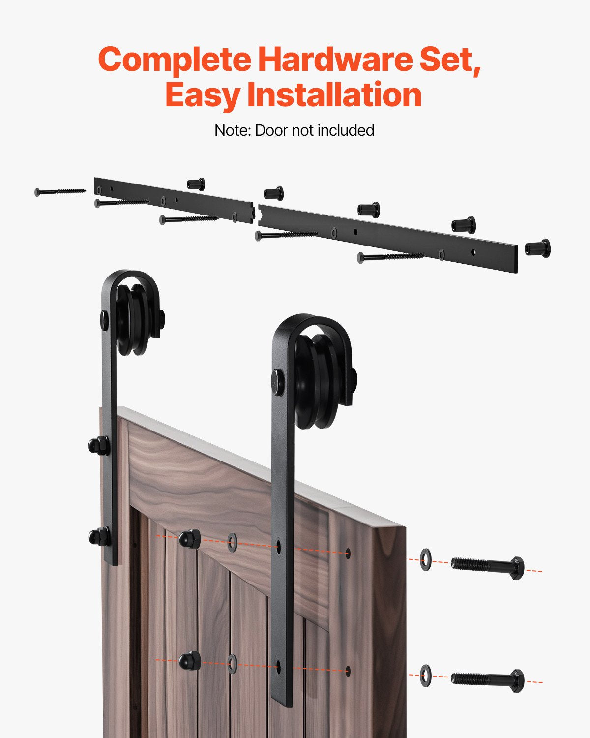 VEVOR 1500 mm Sliding Barn Door Hardware Kit for Single Sliding Barn Door Black