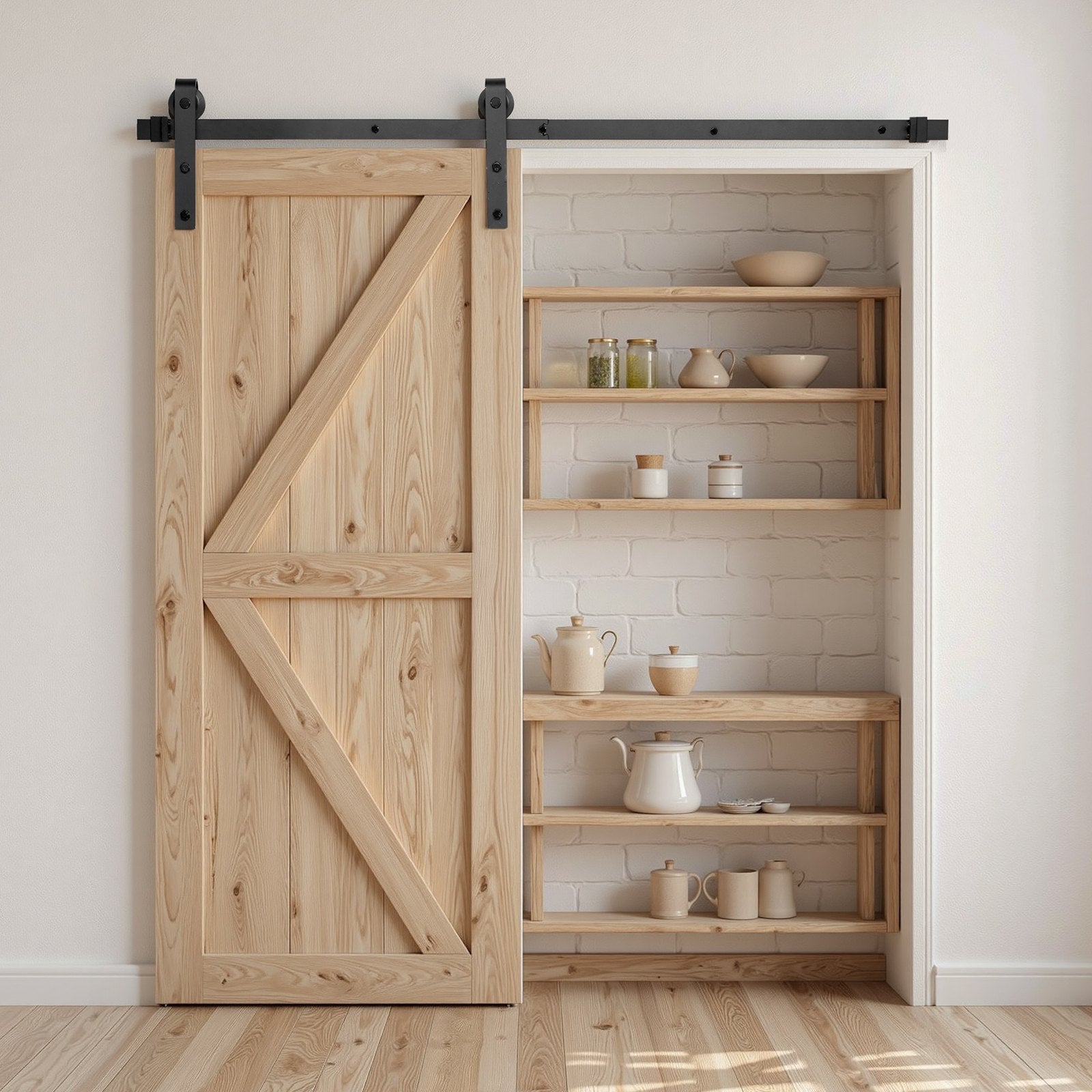 VEVOR 1500 mm Sliding Barn Door Hardware Kit for Single Sliding Barn Door Black