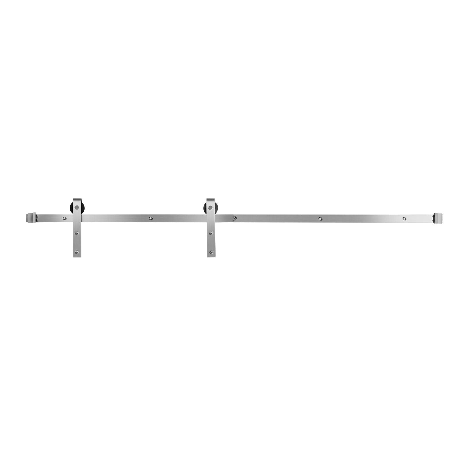 5FT Sliding Barn Door Hardware Kit, 330 LBS Weight Capacity, Compatible with 30 Inches Max Width & 1-3/8 to 1-3/4 Inches Thickness Single Sliding Barn Door, Durable Track & J-shape Roller Silver