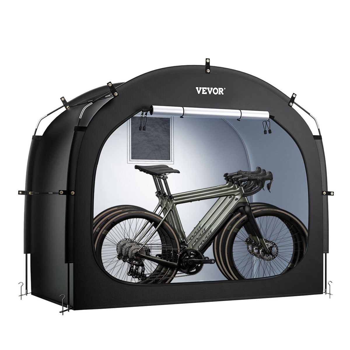 Bike Storage Tent, 3 to 4 Bikes, Outdoor Spacious Bike Storage Tent with Ventilated Window, Waterproof Easy-to-Install Bike Tent with High Strength Fiberglass &amp; Dual Zippers, Fit for Bicycle
