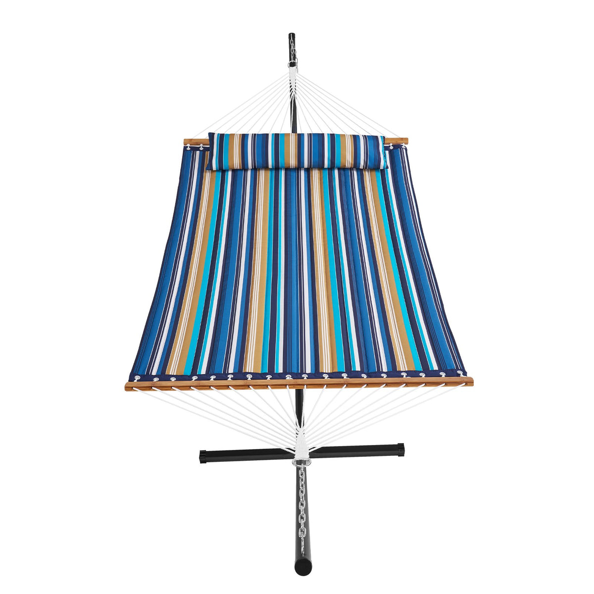 VEVOR Double Quilted Fabric Hammock Two Person Hammock with Stand 480lb Capacity