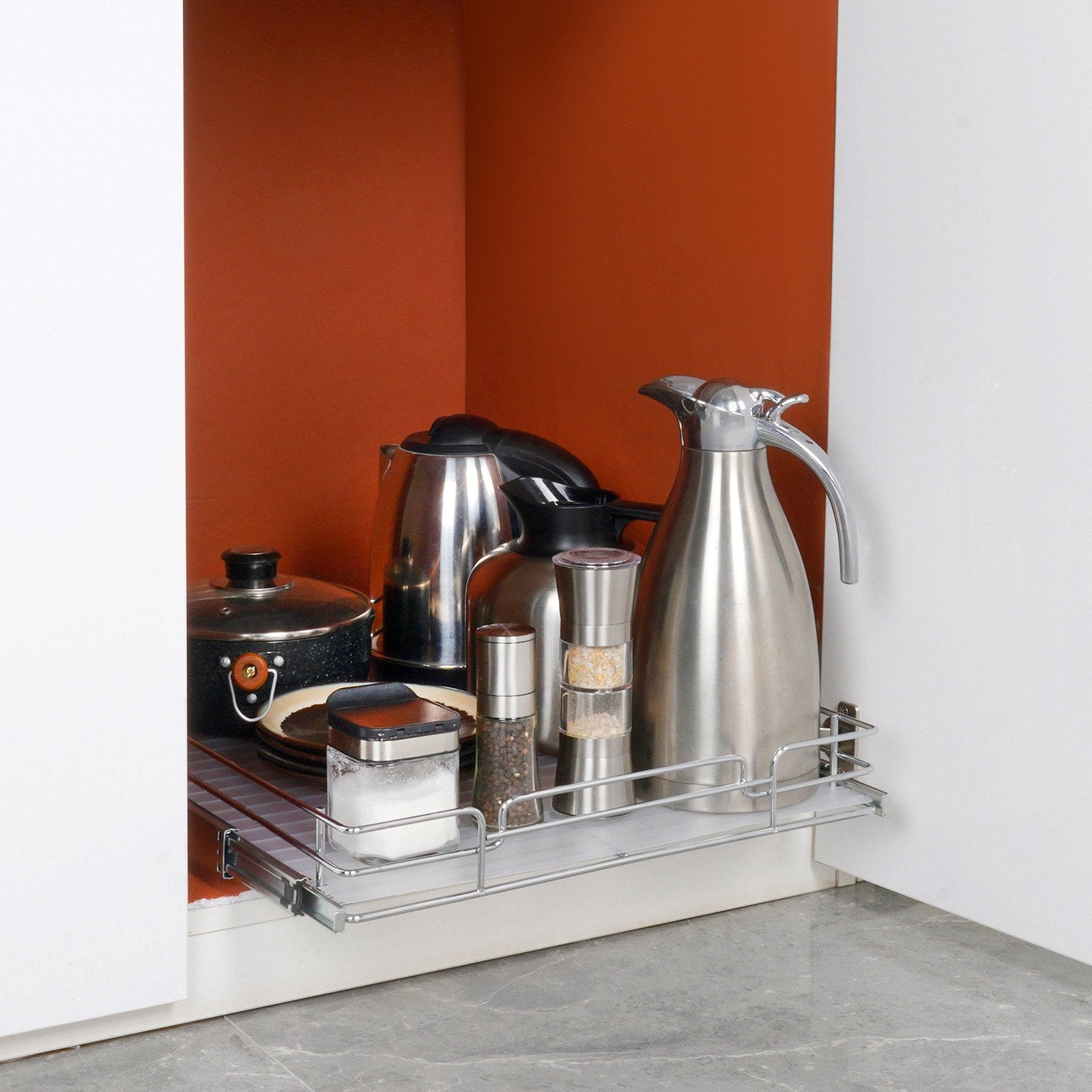 VEVOR 34x53 cm Pull Out Cabinet Organizer, Heavy Duty Slide Out Pantry Shelves, Chrome-Plated Steel Roll Out Drawers, Sliding Drawer Storage for Home, Inside Kitchen Cabinet, Bathroom, Under Sink