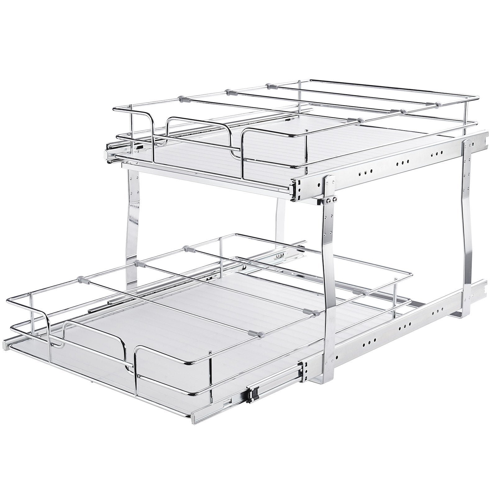 VEVOR 2 Tier 20"Wx21"Dx15"H Pull Out Cabinet Organizer, Heavy Duty Slide Out Pantry Shelves, Steel Roll Out Drawers, Sliding Drawer Storage for Home, 21.5"Wx22"Dx18"H Install Size for Cabinet