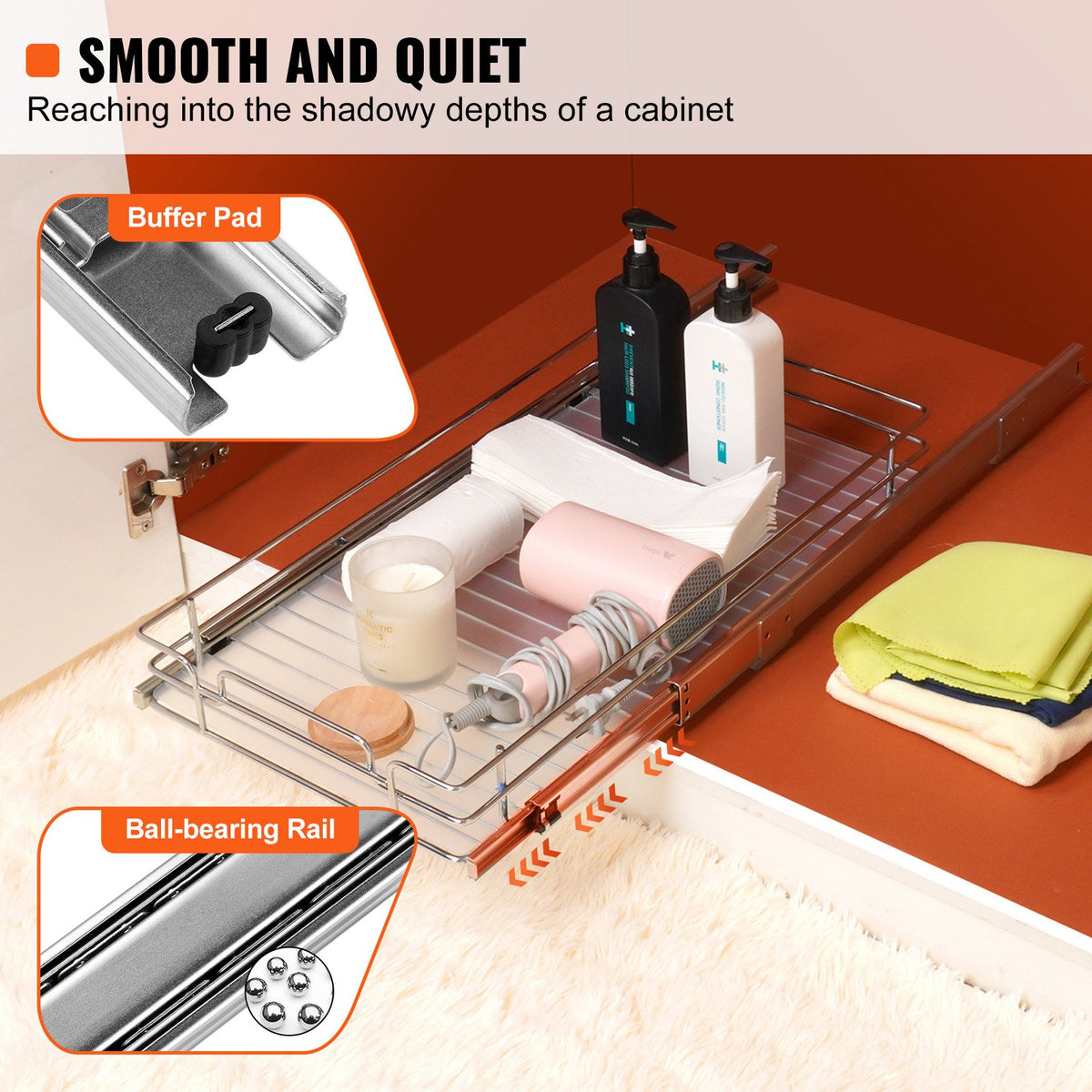 VEVOR Pull Out Cabinet Under Sink Organizer 11.5 x 16.5 Inch Wire Drawer Basket