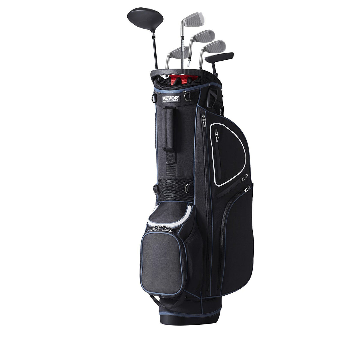 Golf Cart Bag with 14 Way Organizer Divider Top, 35” 11 Pockets Premium Cart Bag with Stand, Durable Golf Bags with Handles &amp; Dust Cover &amp; Detachable Dual Strap for Men &amp; Women, Black White