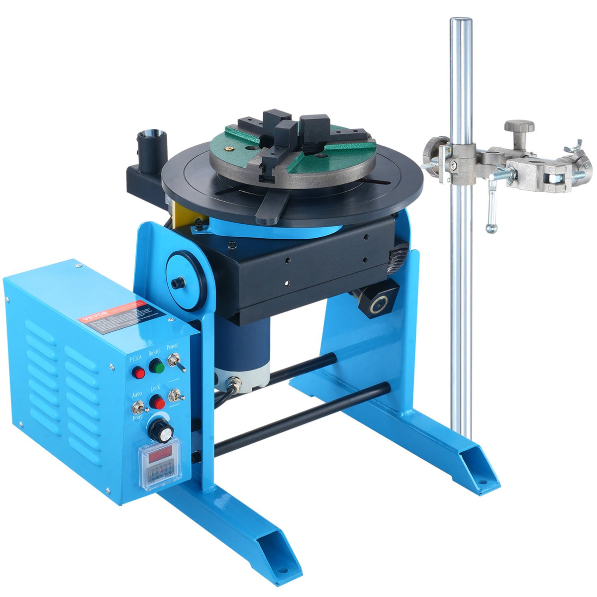 VEVOR Rotary Welding Positioner 30KG, 0-90° Welding Positioning Turntable Table 1-12RPM 80W, with 12.4 Inch 3-Jaw Lathe Chuck &amp; Welding Torch Stand Holder for Cutting, Grinding, Assembly, Testing