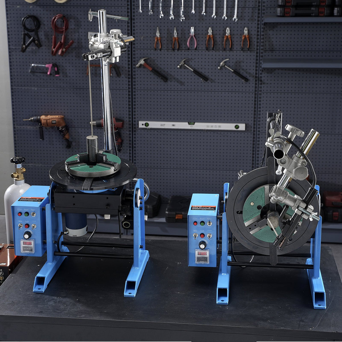 VEVOR Rotary Welding Positioner 30KG, 0-90° Welding Positioning Turntable Table 1-12RPM 80W, with 12.4 Inch 3-Jaw Lathe Chuck & Welding Torch Stand Holder for Cutting, Grinding, Assembly, Testing