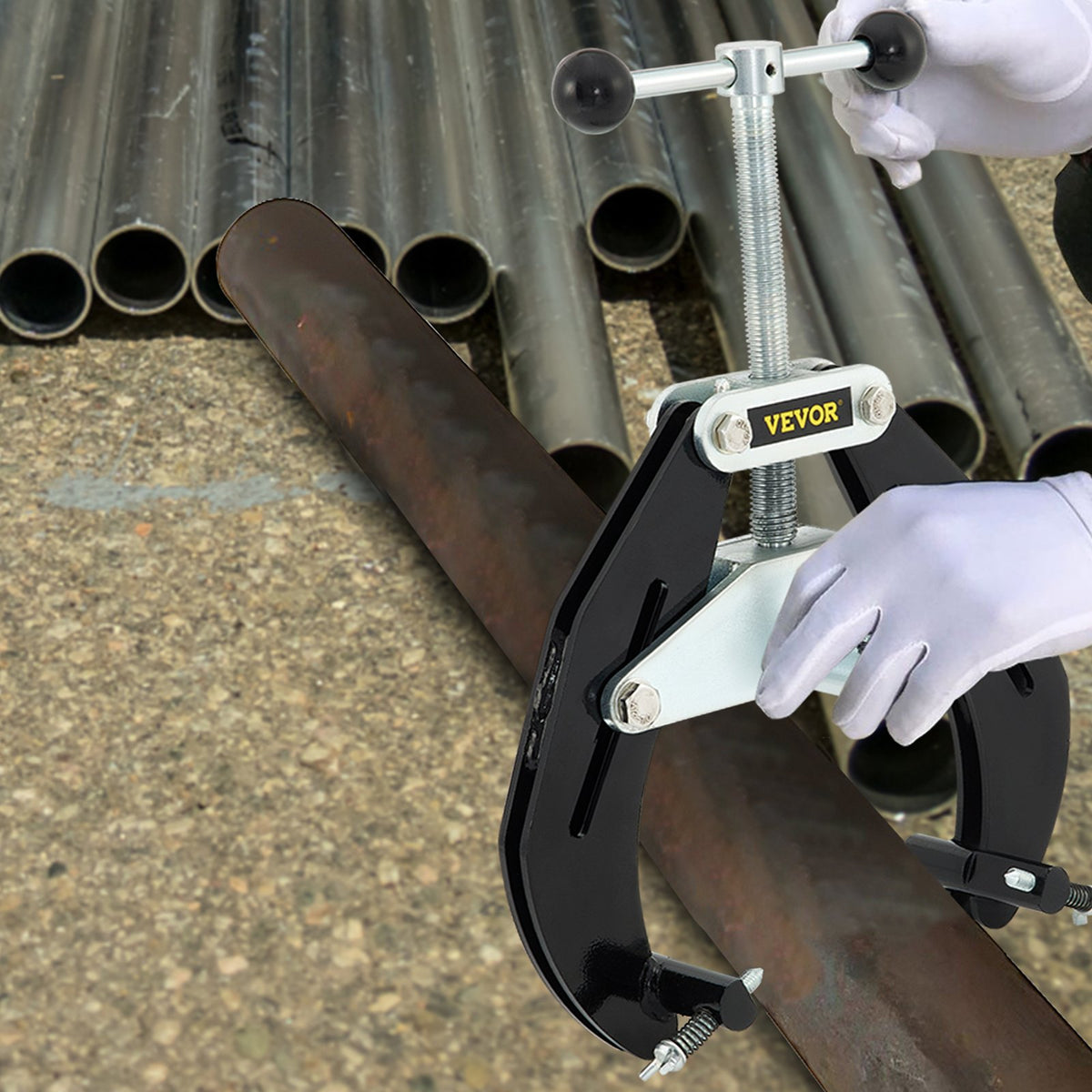 VEVOR Pipe Clamp, 2 to 6 in, High Strength Ultra Clamp with Quick Acting Screws, Steel Pipe Alignment Tool with Lightweight Design, Black