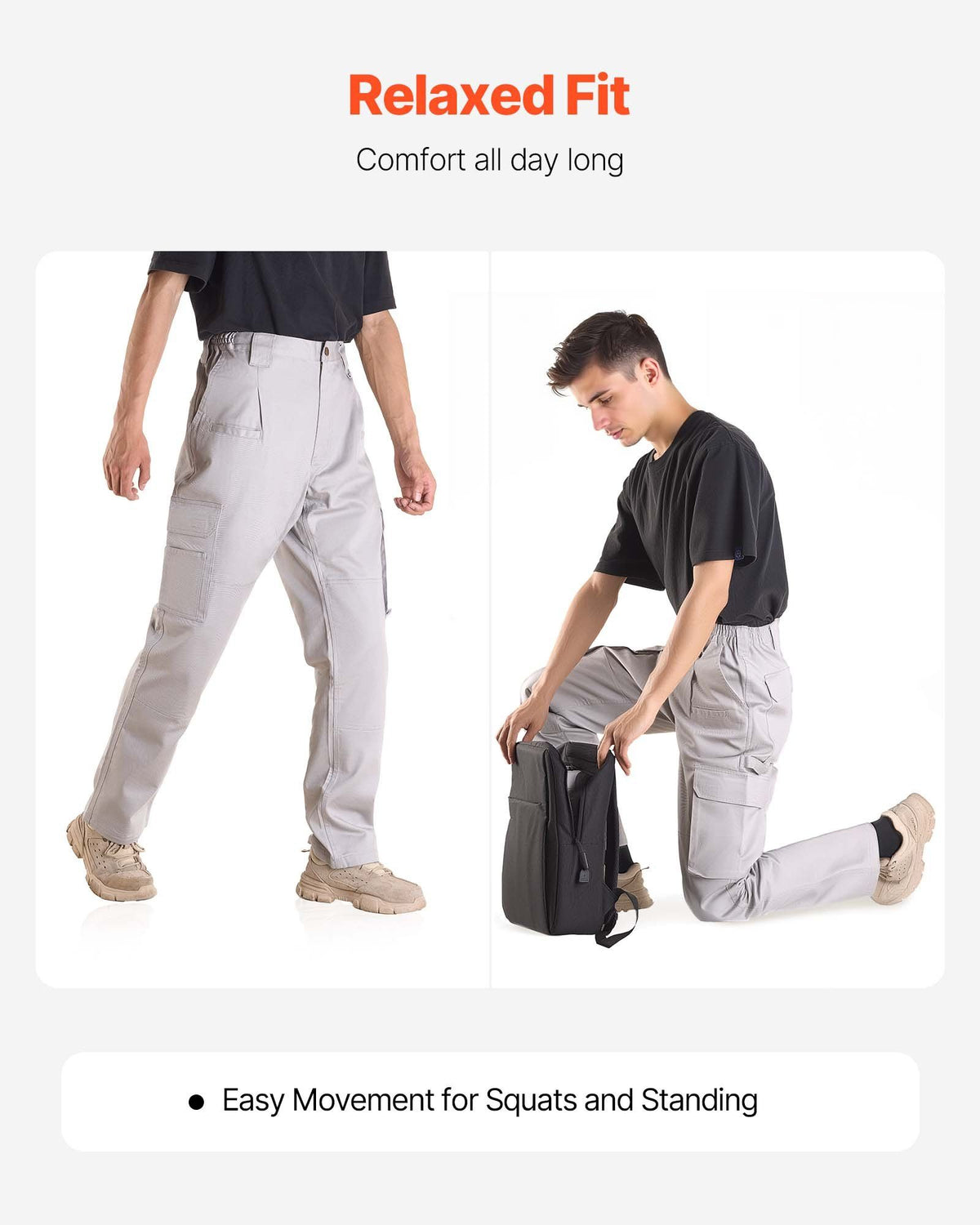 FR Pants for Men, 100% Cotton, Flame-Resistant Cargo Pants with Multi-Pockets and Elastic Waist, Reinforced Tear-proof Stitching, Ideal for Welding Work and Casual Wear, XXL Size, Gray