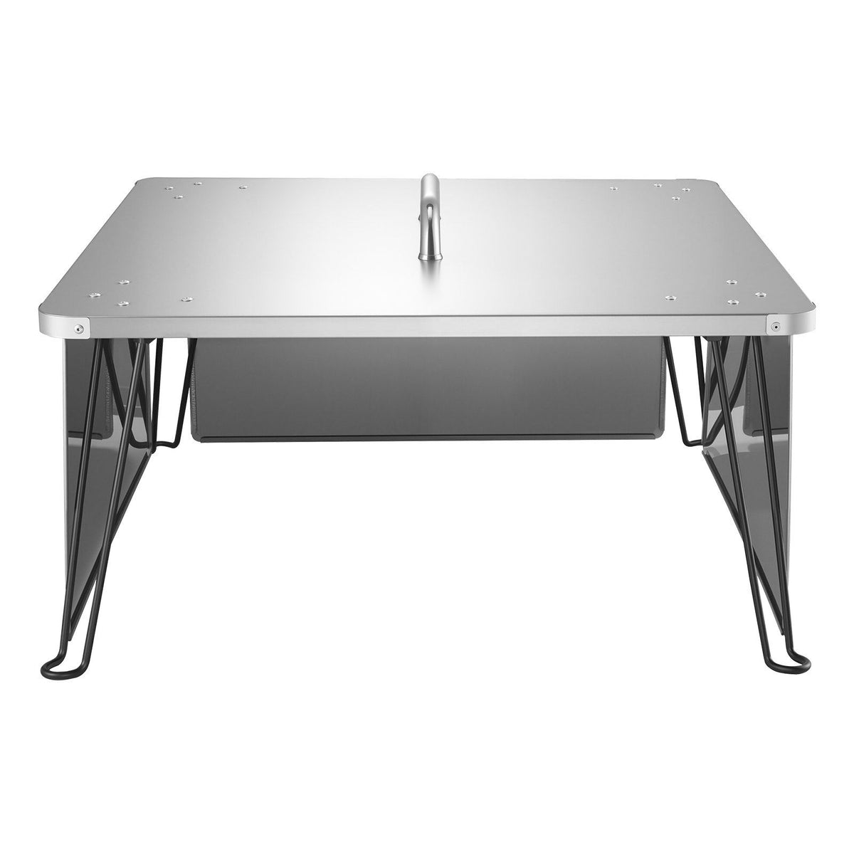 Fire Pit Heat Deflector, 645x645x370 mm Square Outdoor Burner Cover, Stainless Steel Bonfire Camping Wood Burning, Push Heat Down and Out with 4 Foldable Legs &amp; Carrying Handle