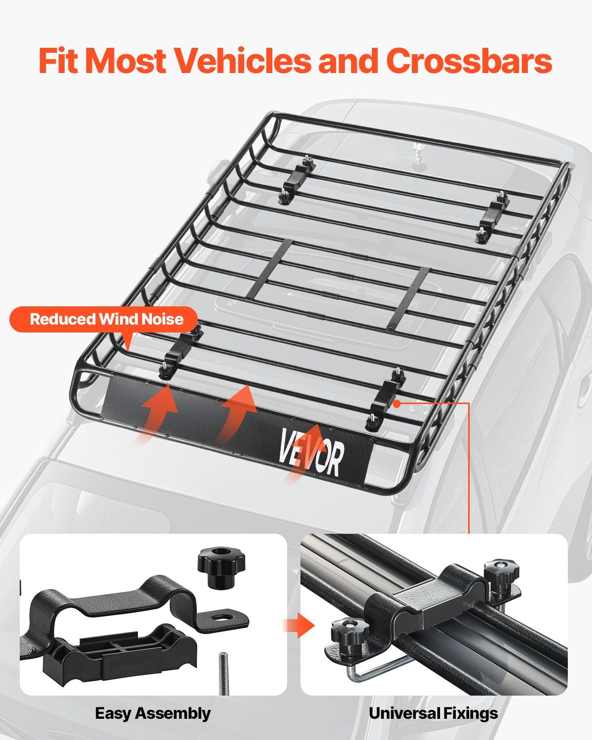 Roof Rack Basket, 1300 x 910 x 105 mm, Universal Rooftop Cargo Carrier with 44.1 x 34.3 x 10.2 in Cargo Bag, Net, Ratchet Straps, 90.7 kg Max Load Capacity Car Top Luggage Holder, for SUV Car