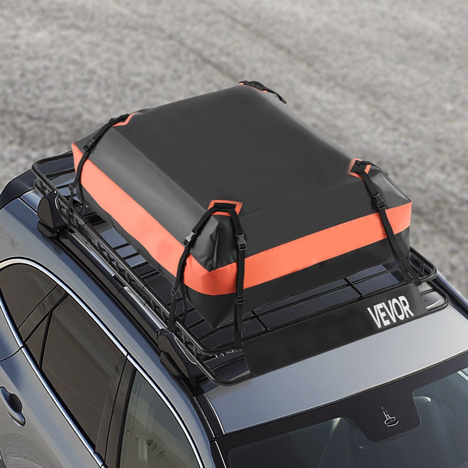 Roof Rack Basket, 1625 x 990 x 105 mm, Universal Rooftop Cargo Carrier with 1120 x 870 x 260 mm Cargo Bag, Net, Ratchet Straps, 113.4 kg Max Load Capacity Car Top Luggage Holder, for SUV Car
