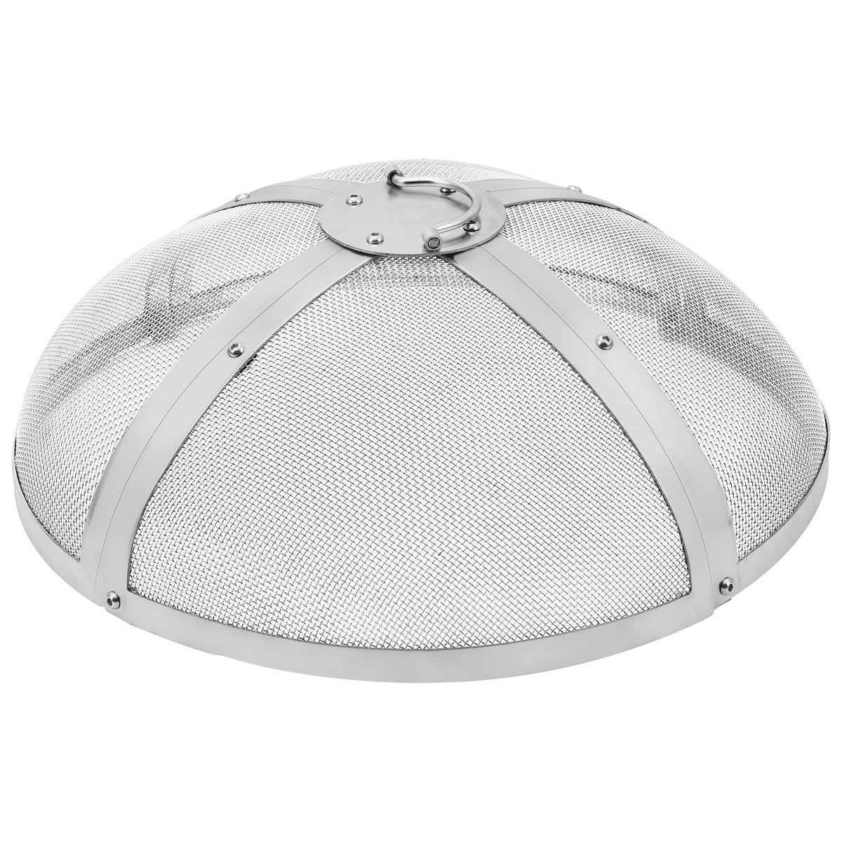 VEVOR Fire Pit Spark Screen Round 27", Reinforced Heavy Duty Steel Metal Cover, Outdoor Firepit Lid, Easy-Opening Top Screen Covers Round with Ring Handle for Outdoor Patio Fire Pits Backyard