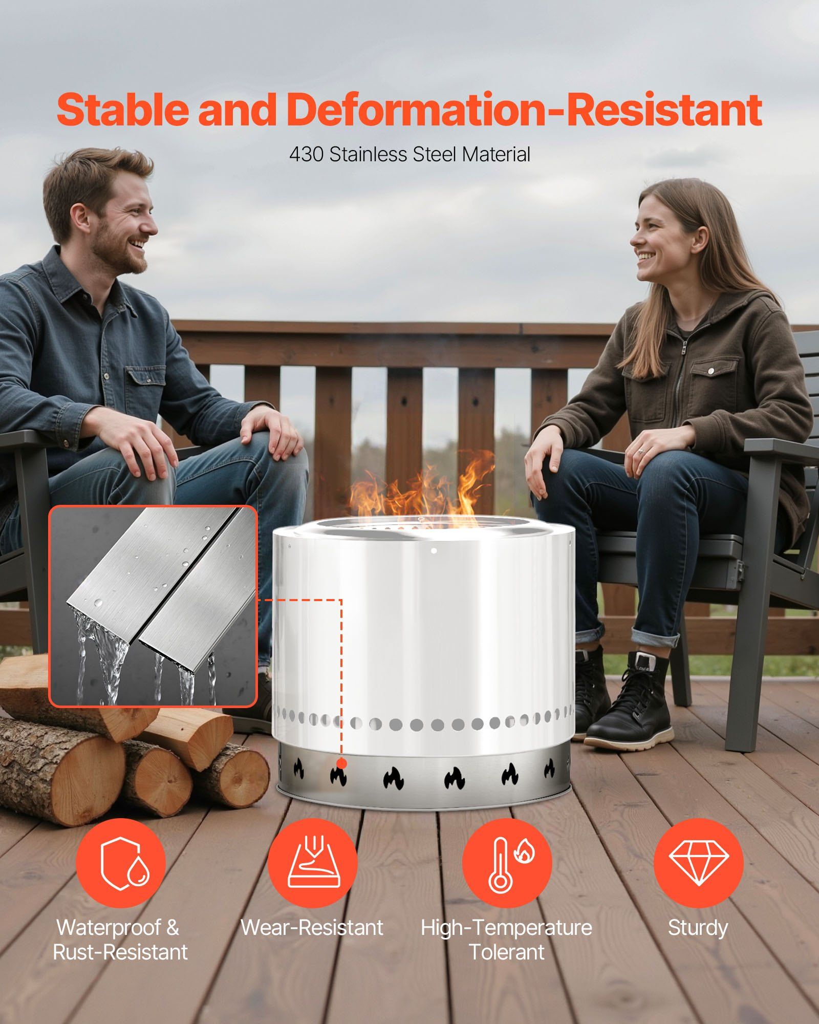 Fire Pit Stand for Solo Stove Bonfire, 68.6 cm Smokeless Fire Pit Ring, Stainless Steel Fireplace Stove Ranger Support Frame Accessory, Portable Outdoor Camping Holder Tools for Fireplace