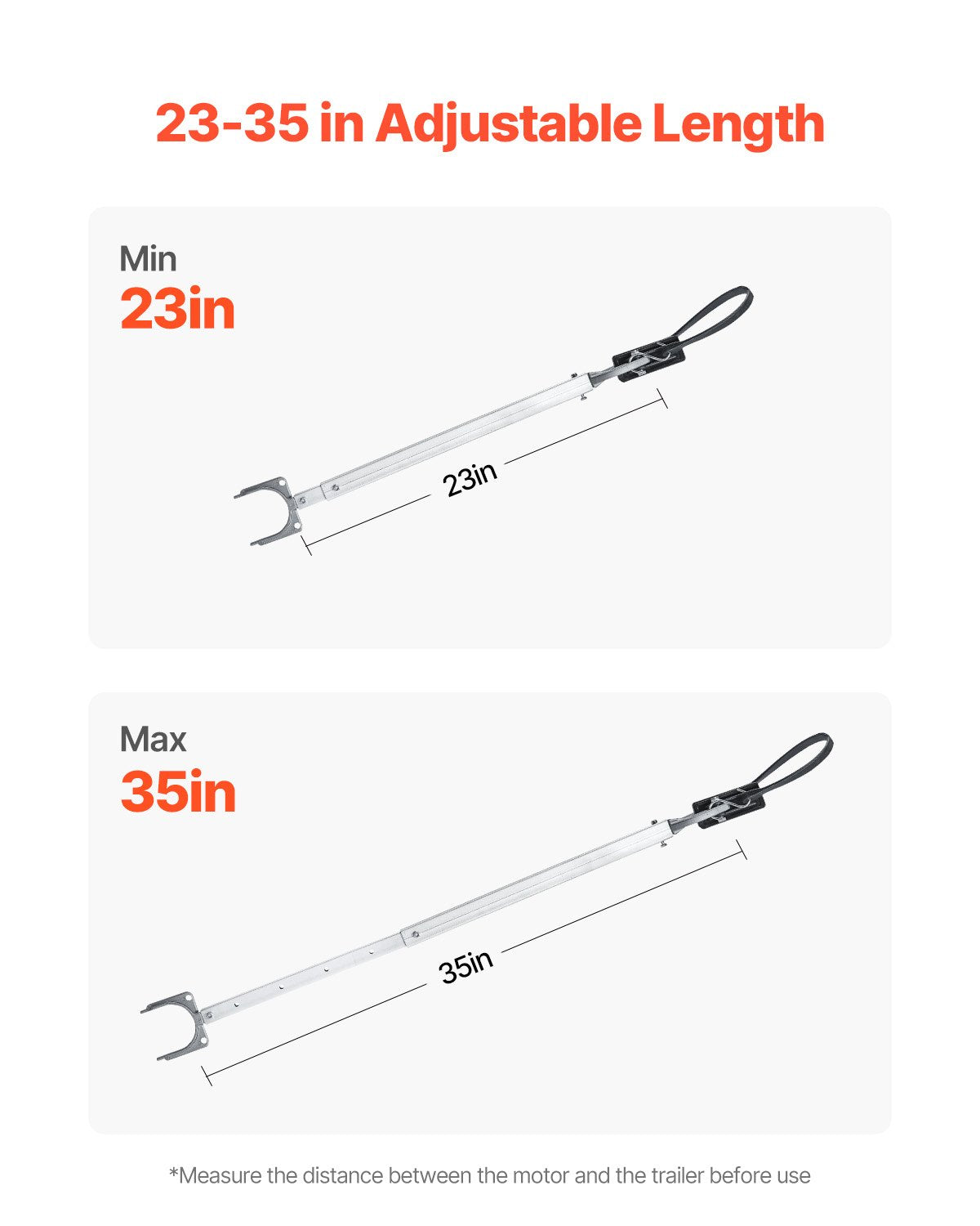 VEVOR Transom Saver, 23-35 in, Adjustable Boat Transom Saver with Composite Head, Corrosion-Resistant Easy-to-Install Transom Savers for Less Than 100 HP Outboard Motor , Fit for Roller & Trailer