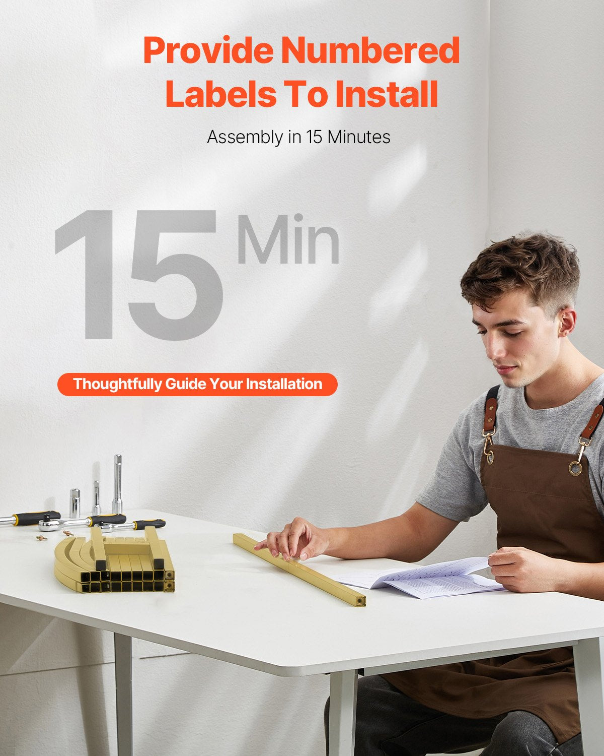 VEVOR Wedding Arch Backdrop Stand, Set of 3, Metal Stable Stand with Case Connection & Chassis Crossbar Design, Easy-to-Assemble Gold Stand with Premium Metal, Fit for Birthday, Celebration, Holiday