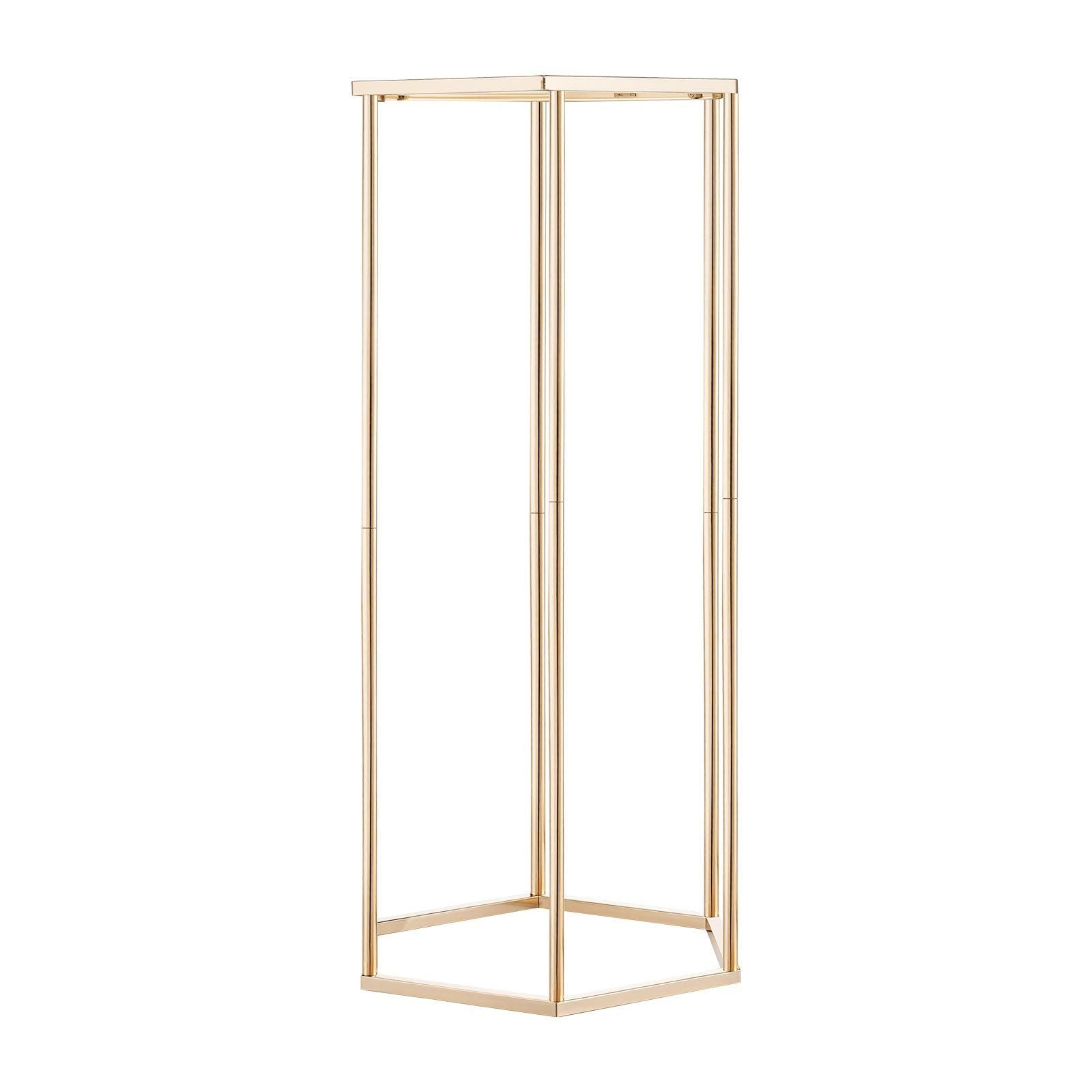 Wedding Flower Stand, 10PCS 60cm Column Flower Stand, Floral Stands with Acrylic Laminate, Hexagonal Cubic Floral Display Rack for Wedding, Party, Birthday, Home, Gold Centerpiece Stands