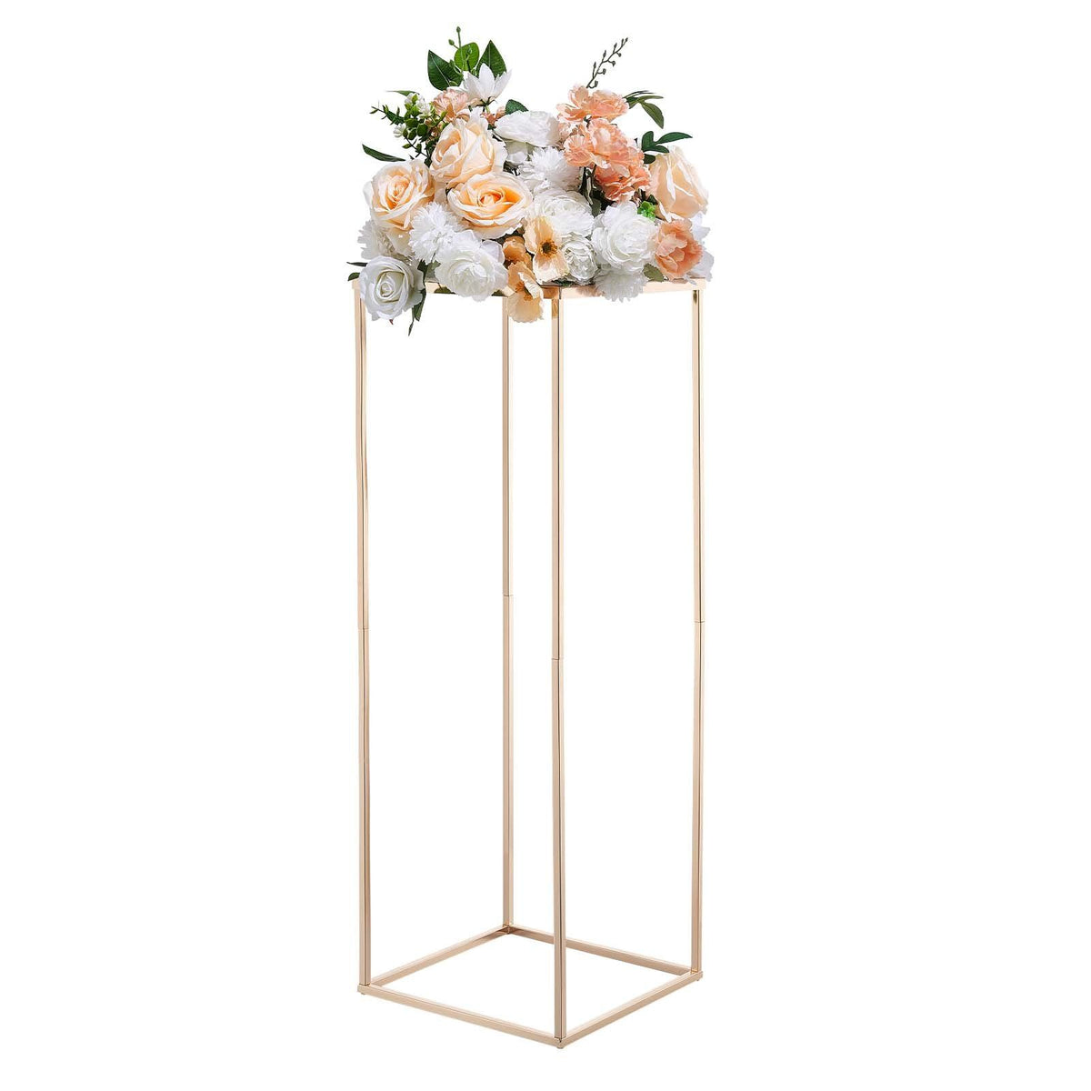 Wedding Flower Stand, 10PCS 80cm Column Flower Stand, Floral Stands with Metal Laminate, Gold Rectangular Floral Display Rack for Wedding, Party, Birthday, Home,  Gold Centerpiece Stands