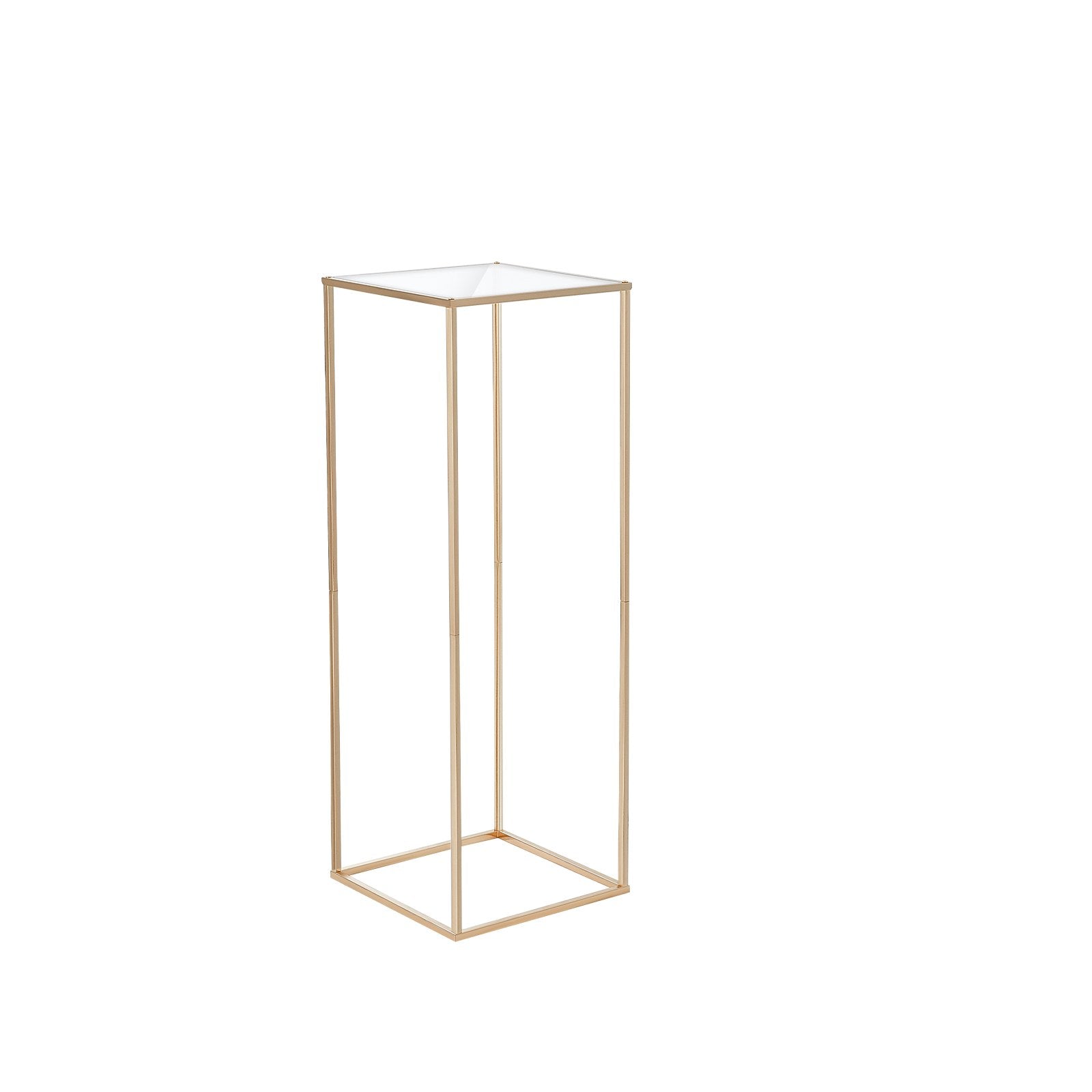 VEVOR 2PCS 31.5inch/80cm High Wedding Flower Stand, With Acrylic Laminate,Metal Vase Column Geometric Centerpiece Stands, Gold Rectangular Floral Display Rack for Events Reception, Party Decoration