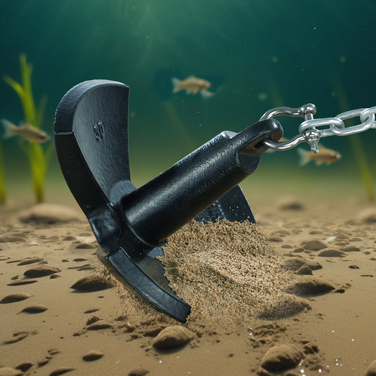 VEVOR River Anchor 30LB Boat Anchor Cast Iron Black Vinyl-Coated Mushroom Anchor