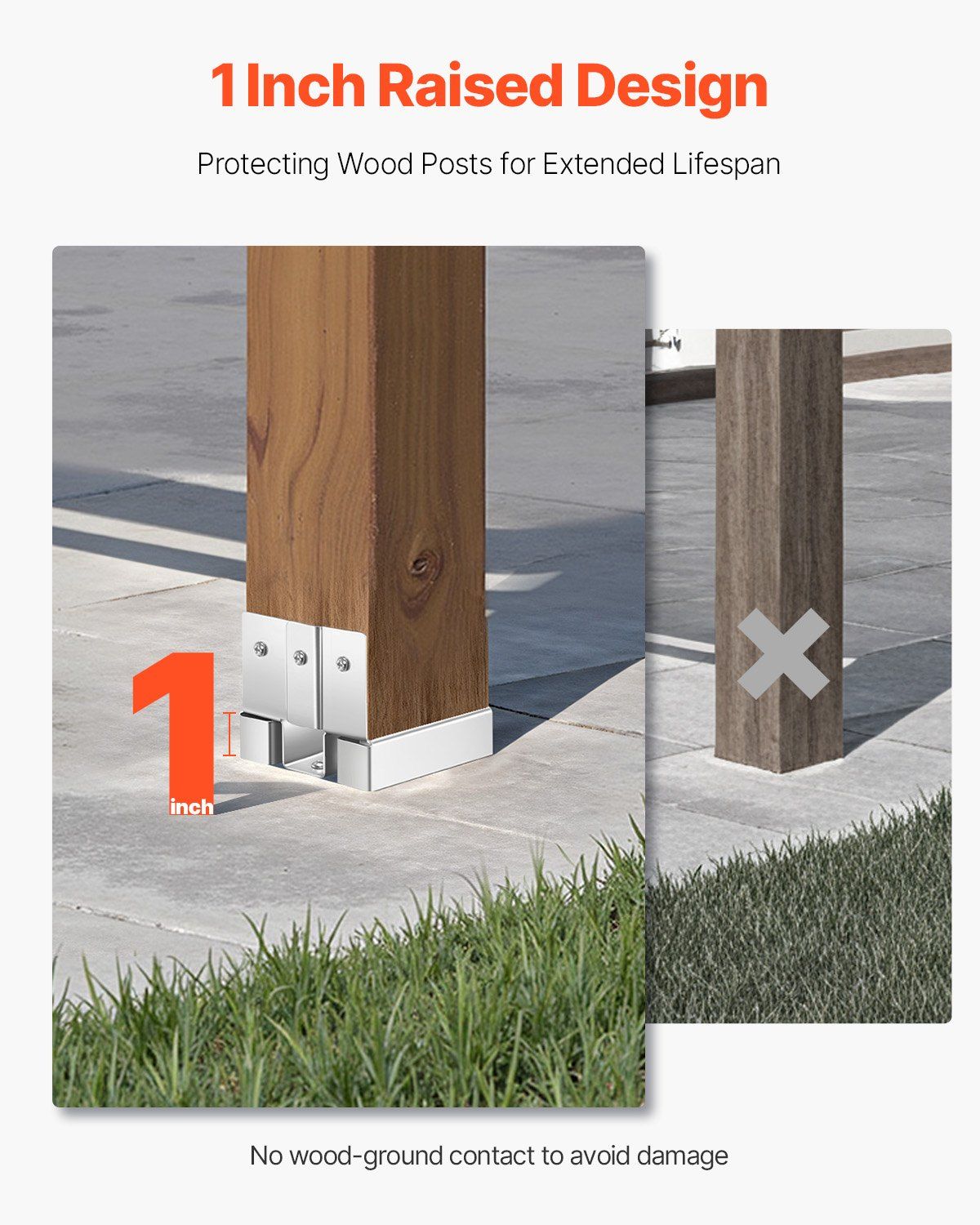 4x4 Post Base 10 Pcs, Inner Size 3.53x3.56inch/89.6x90.5mm Concrete Post Anchor, Heavy-Duty Zinc-Plated Carbon Steel Posts Brackets with 1 Inch Standoff Elevation, for Concrete Pergolas Patios