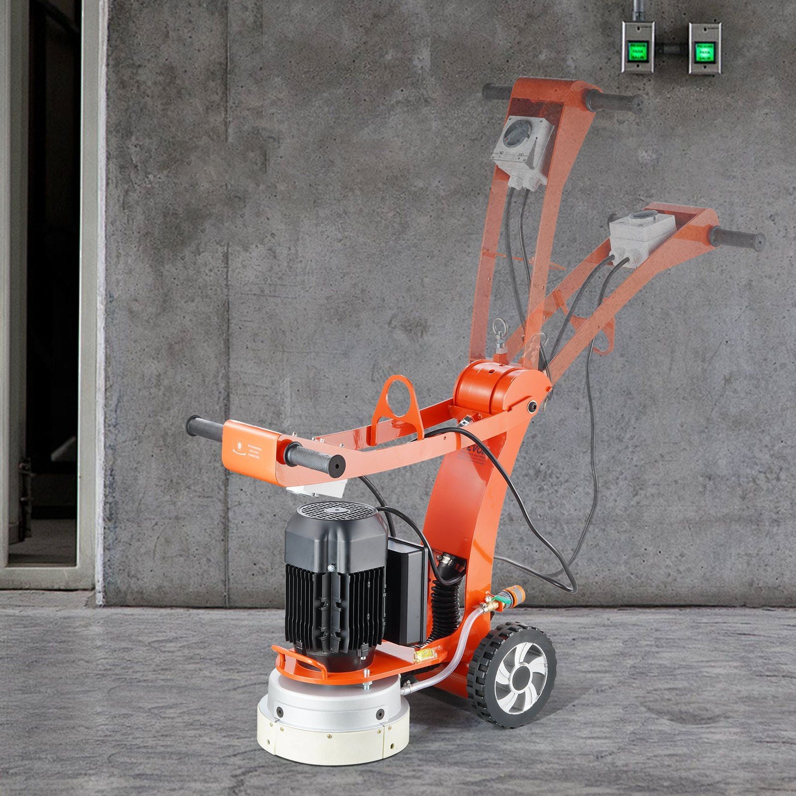 Electric Concrete Floor Grinder 10" Walk-Behind Grinder 3.0HP Concrete Floor Polisher, 2200W Grinding Machine, 1430RPM Upgrade Brushless Motor Surfacing Grinder for Granite/Marble/Stones