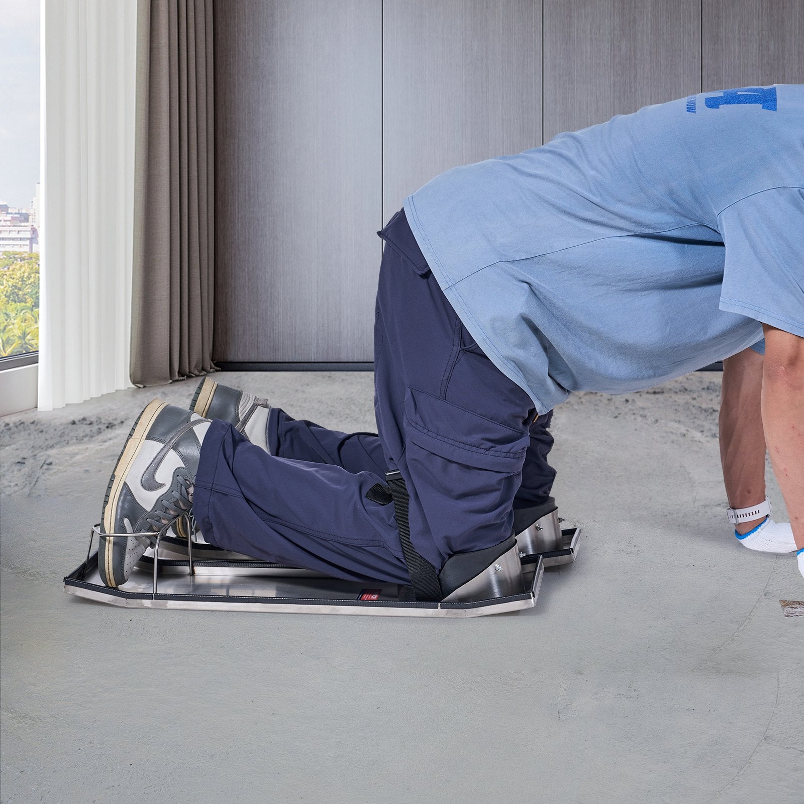 VEVOR Concrete Knee Boards Stainless Steel, 30'' x 8'' Concrete Sliders, Knee Boards For Concrete, Concrete Knee Pads Moving Sliders, with Knee Pads & Board Straps for Cement and Concrete Finishing